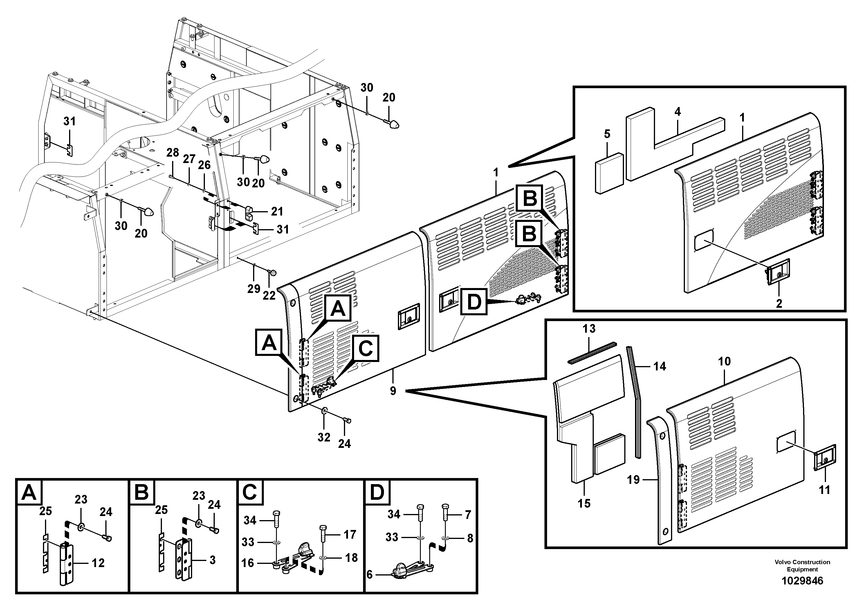 Схема запчастей Volvo EC330B - 63797 Door, side EC330B PRIME S/N 15001-
