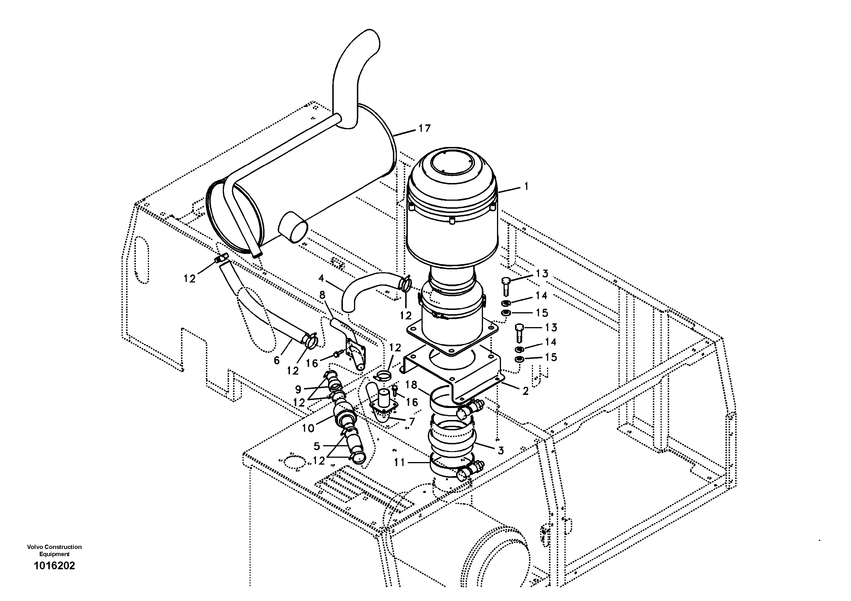 Схема запчастей Volvo EC330B - 43525 Inlet system, pre-cleaner EC330B