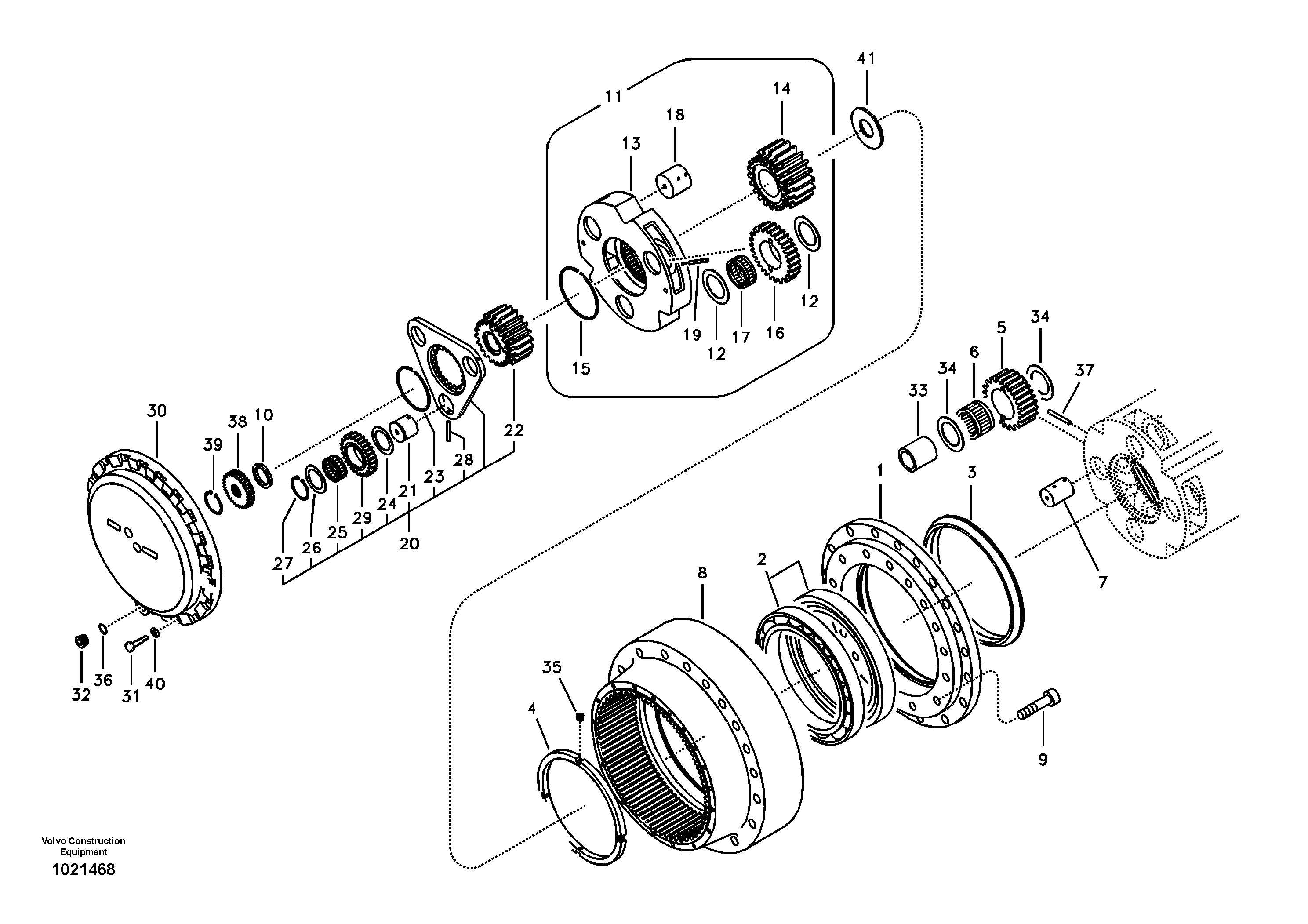 Схема запчастей Volvo EC330B - 95836 Travel gearbox EC330B SER NO INT 10713- EU&NA 80001-