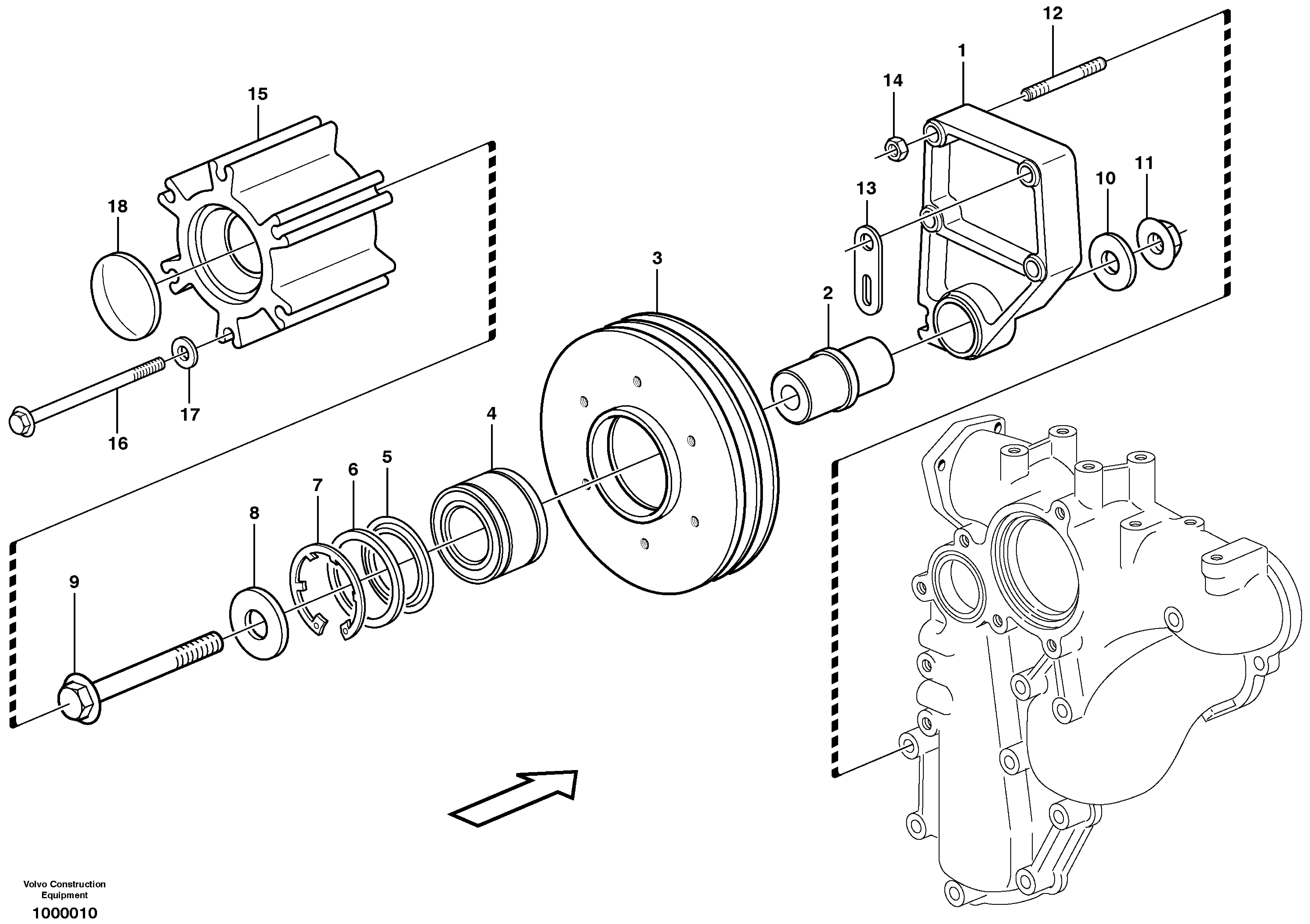 Схема запчастей Volvo EC330B - 62654 Belt transmission, pulley EC330B