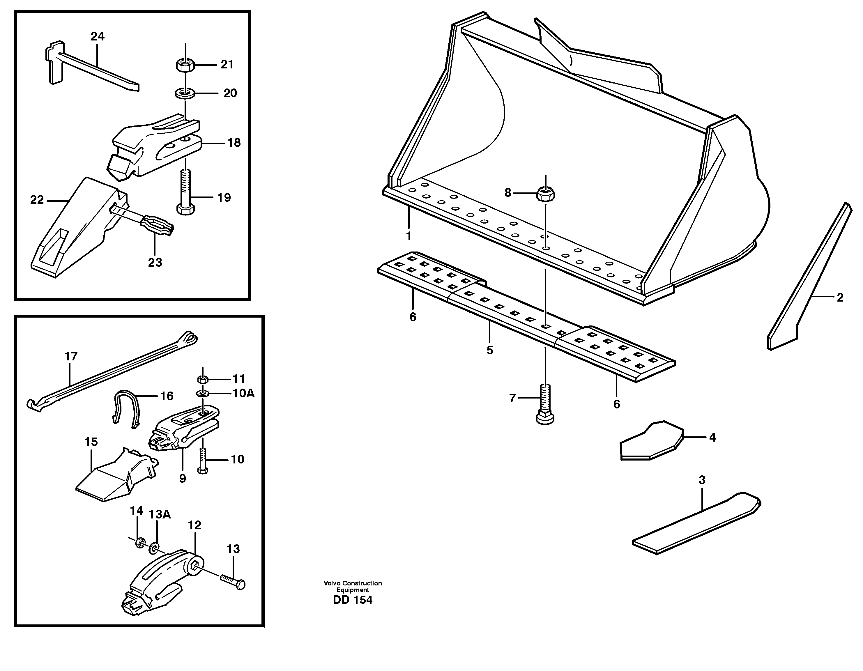 Схема запчастей Volvo EC420 - 71678 Bucket, straight lip, alt. edge savers or teeth ATTACHMENTS ATTACHMENTS BUCKETS