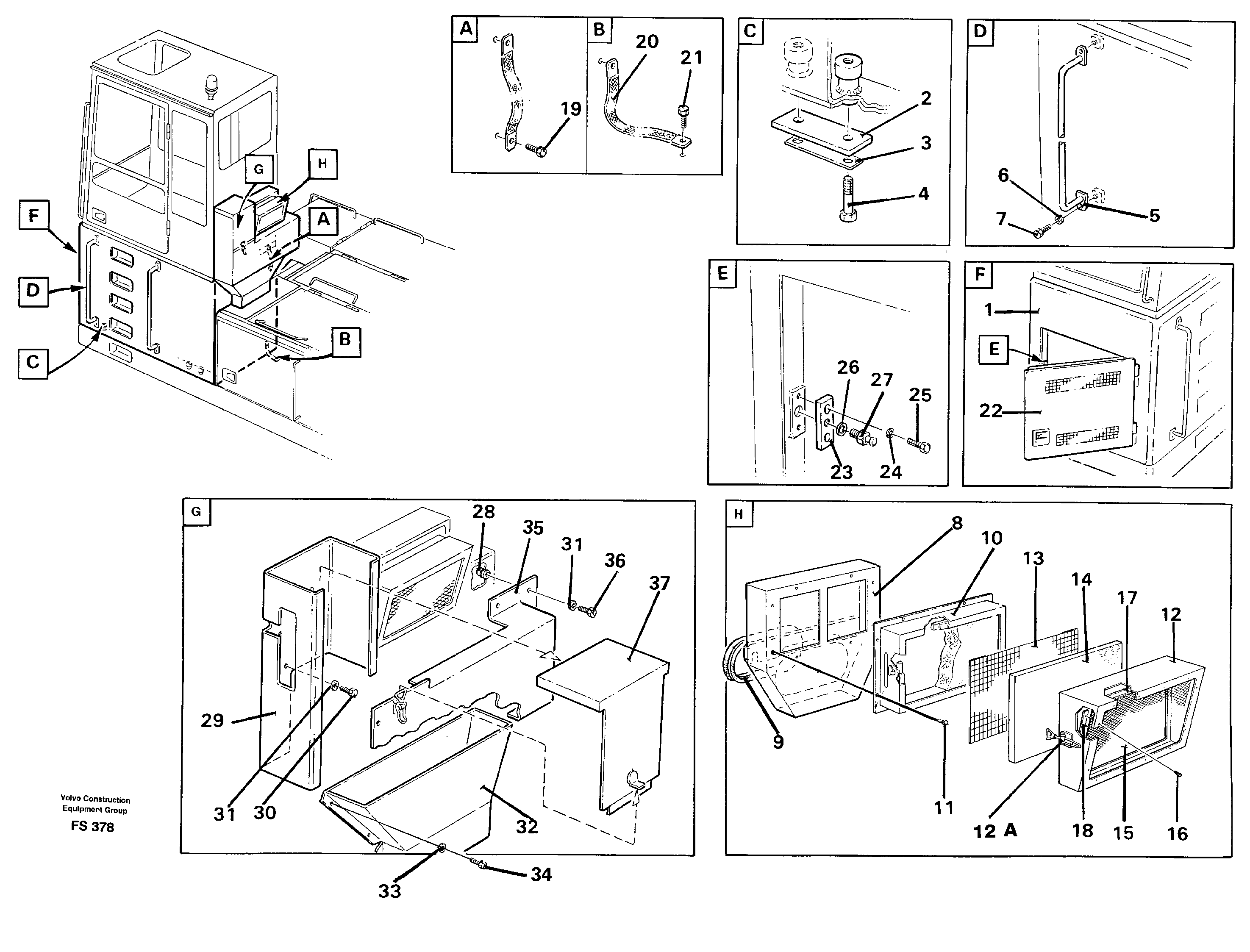 Схема запчастей Volvo EC420 - 1021 Cab elevation on superstructure,1220mm EC420 ?KERMAN ?KERMAN EC420 SER NO - 1550