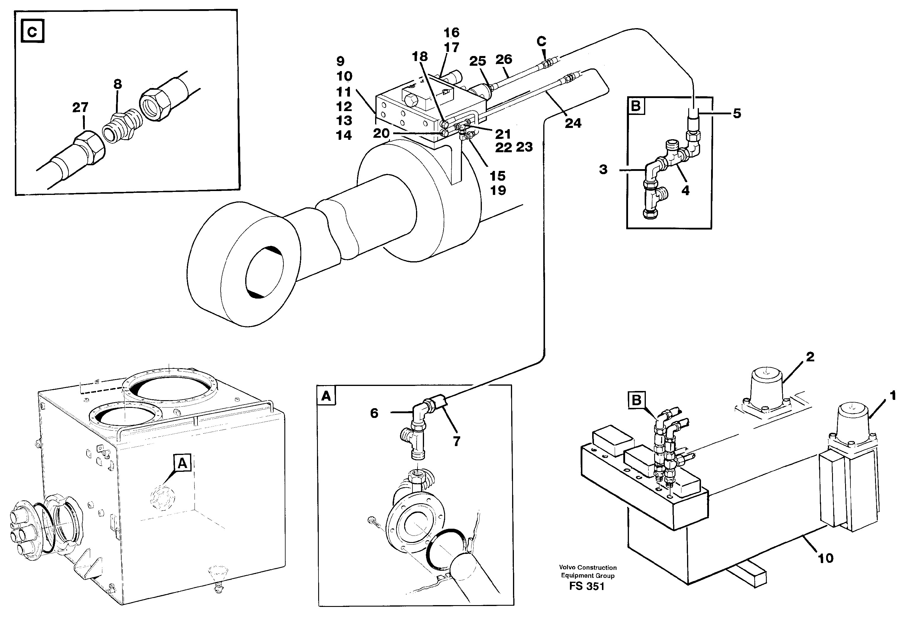 Схема запчастей Volvo EC420 - 48742 Hose rupture valve equip.dipper arm cylinder (piston rod side) EC420 ?KERMAN ?KERMAN EC420 SER NO - 1550