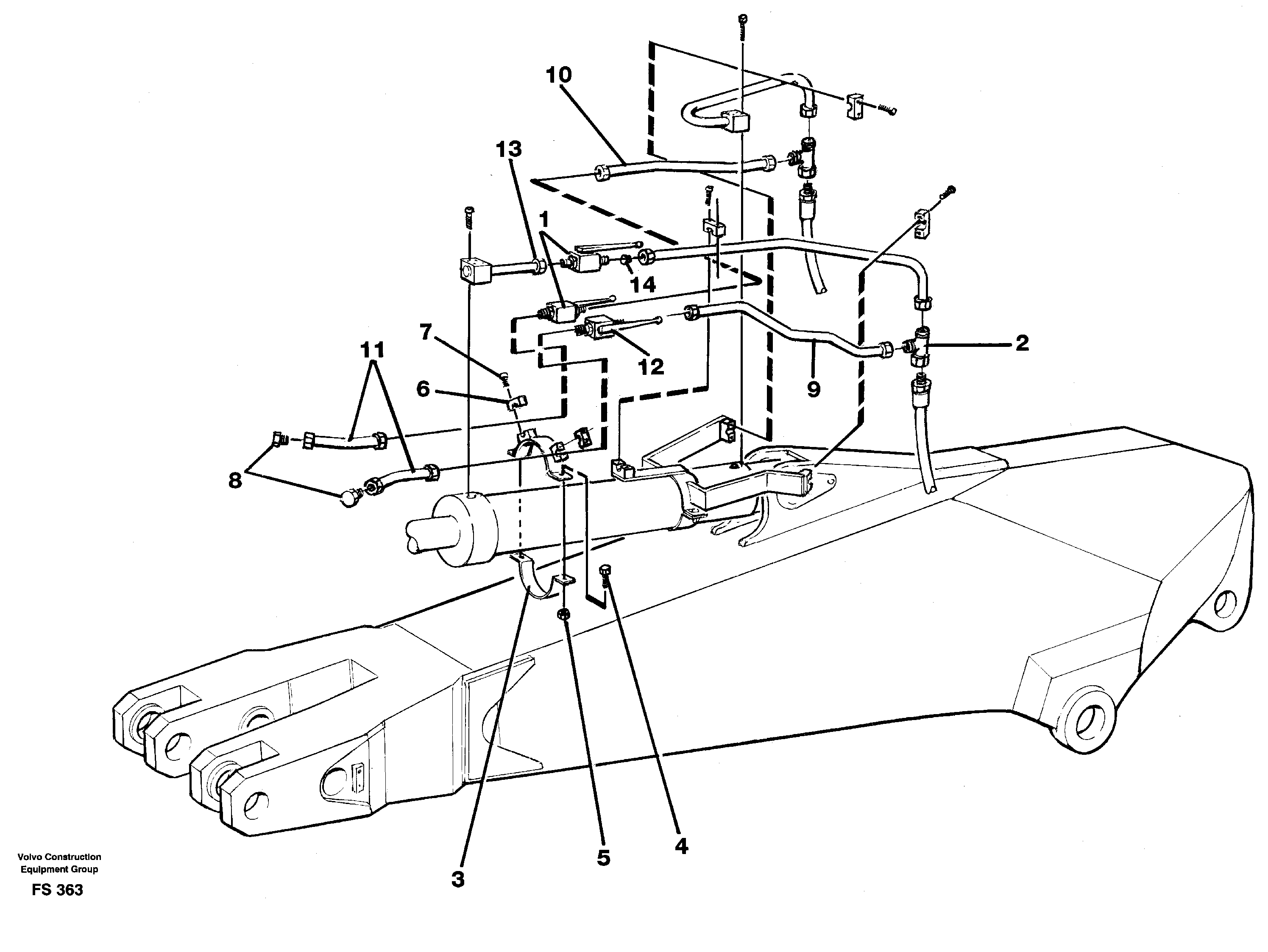 Схема запчастей Volvo EC420 - 51166 Hydraulics for parallel- conn. clamshell on dipper2.50/3.50m/shut-off cocks EC420 ?KERMAN ?KERMAN EC420 SER NO - 1550