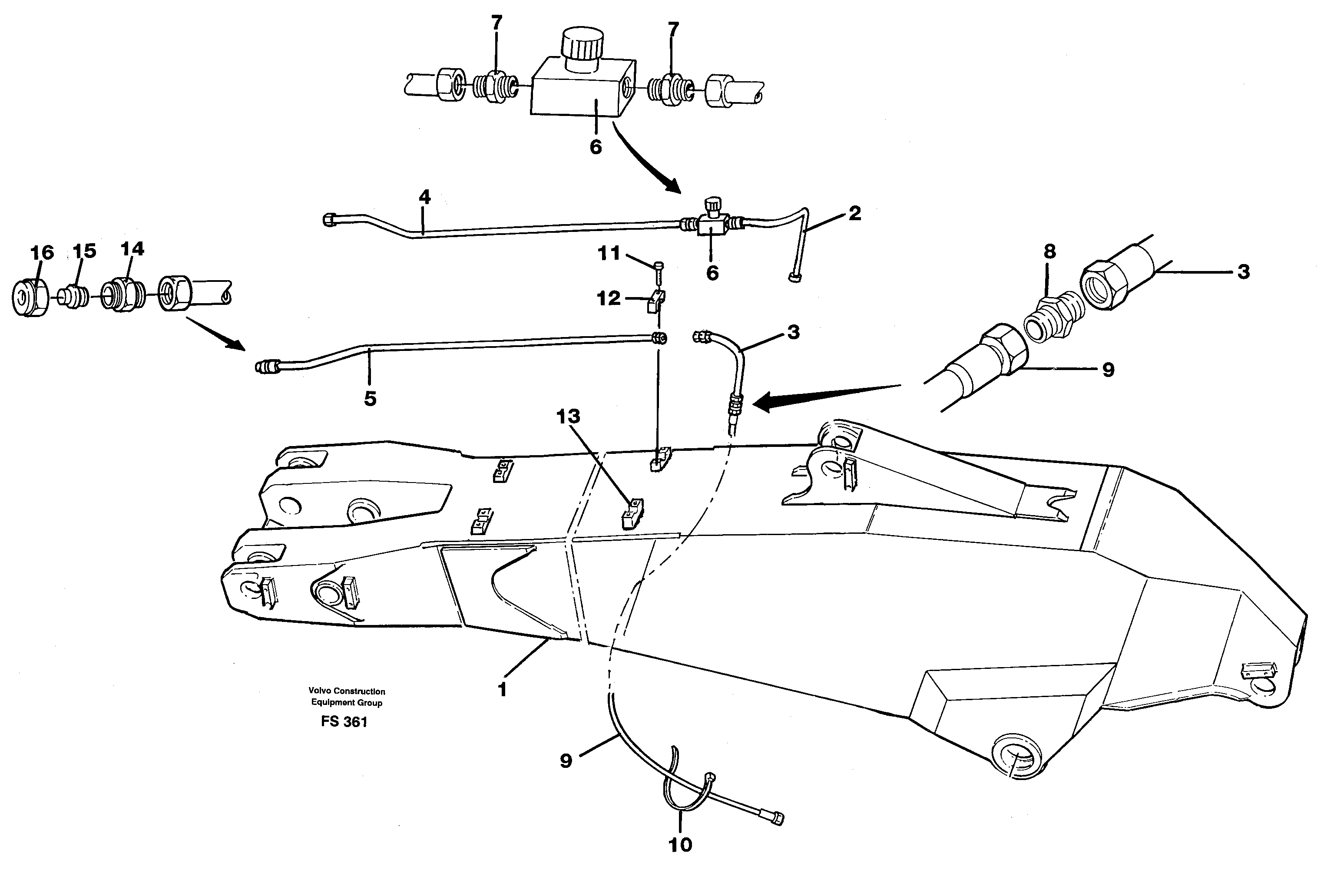 Схема запчастей Volvo EC420 - 51436 Hydraulics for slope/rot.on dipper arm 2.50/3.50 M EC420 ?KERMAN ?KERMAN EC420 SER NO - 1550