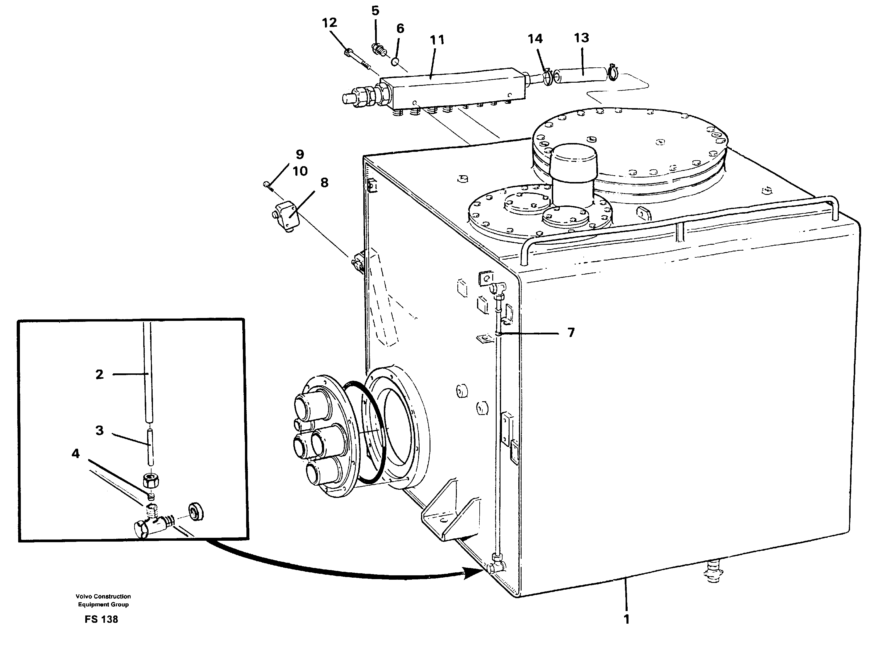 Схема запчастей Volvo EC420 - 73962 Hydraulic tank with electr. and connecions EC420 ?KERMAN ?KERMAN EC420 SER NO - 1550