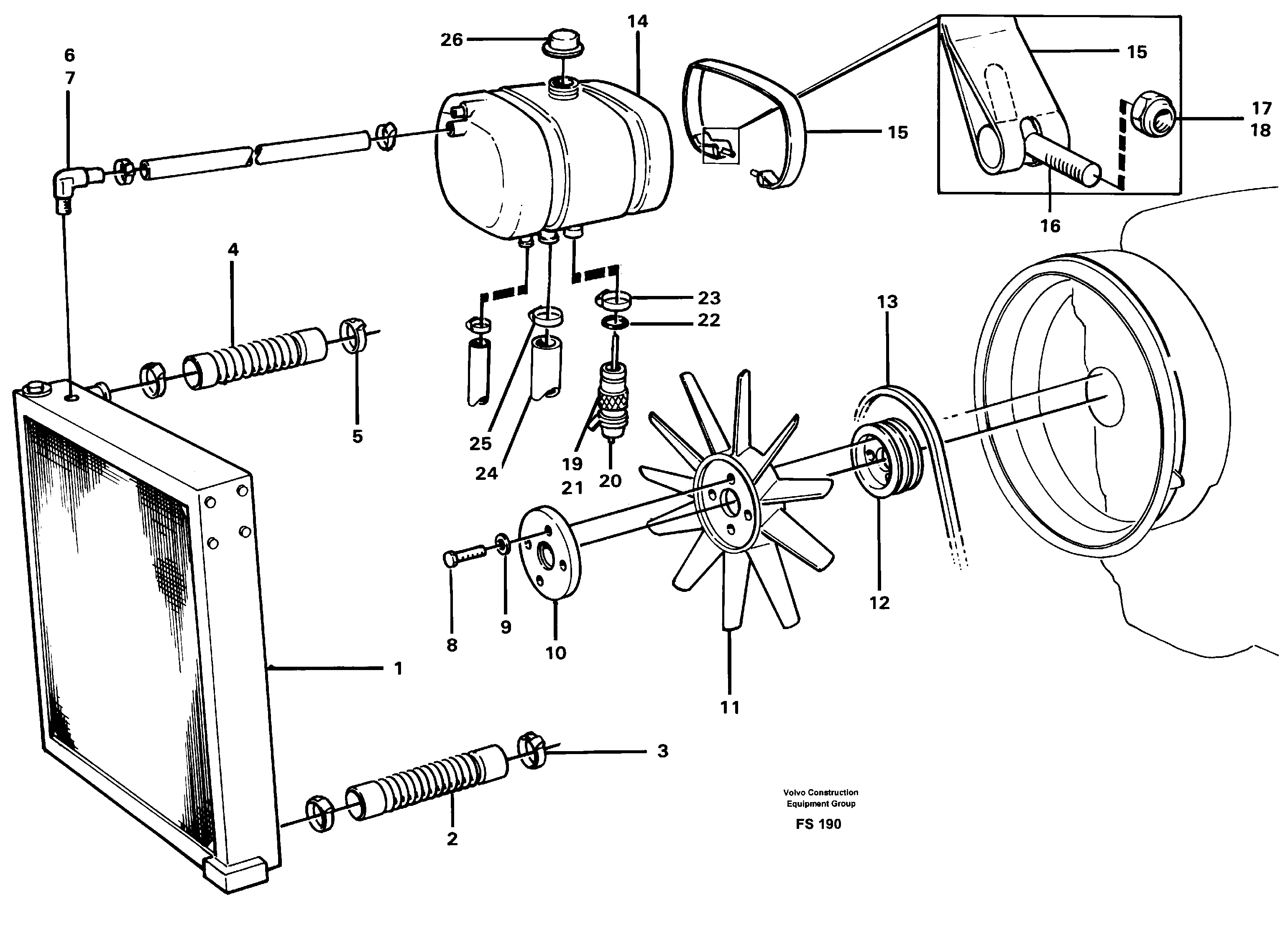 Схема запчастей Volvo EC420 - 77899 Бак (бачок) расширительный и вентилятор EC420 ?KERMAN ?KERMAN EC420 SER NO - 1550