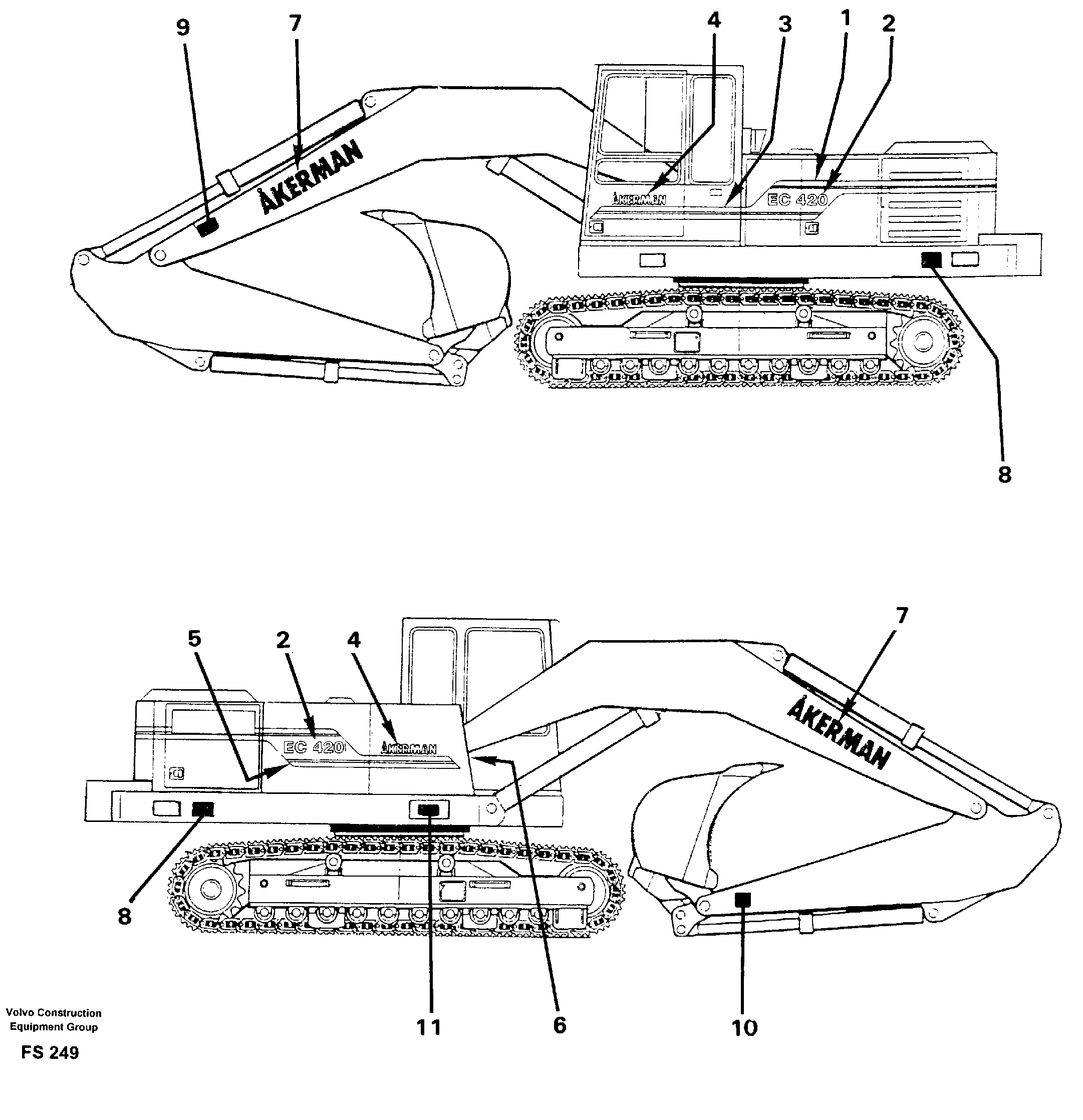 Схема запчастей Volvo EC420 - 51595 Sign plates and decals EC420 ?KERMAN ?KERMAN EC420 SER NO - 1550