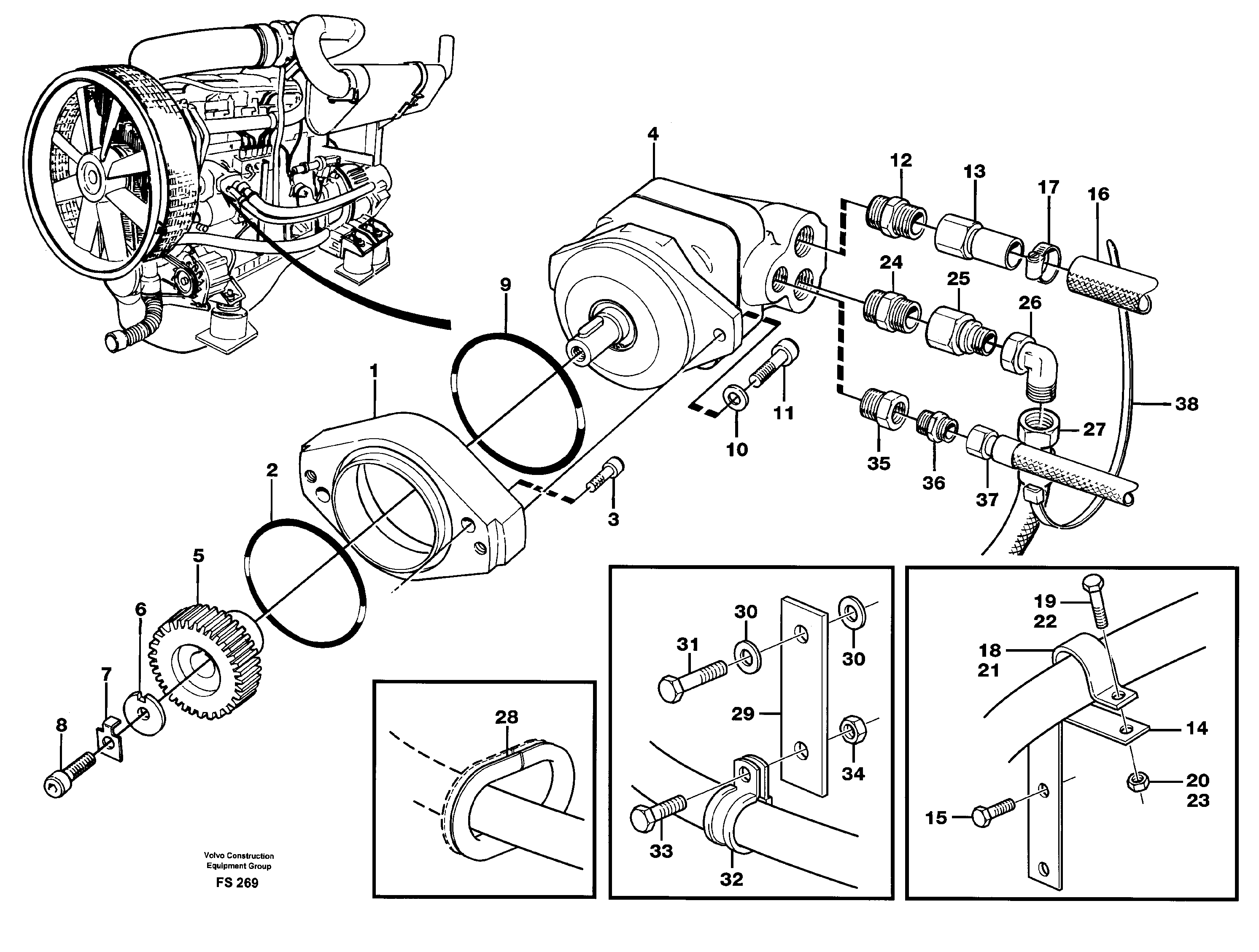 Схема запчастей Volvo EC420 - 84988 Pump installation EC420 ?KERMAN ?KERMAN EC420 SER NO - 1550