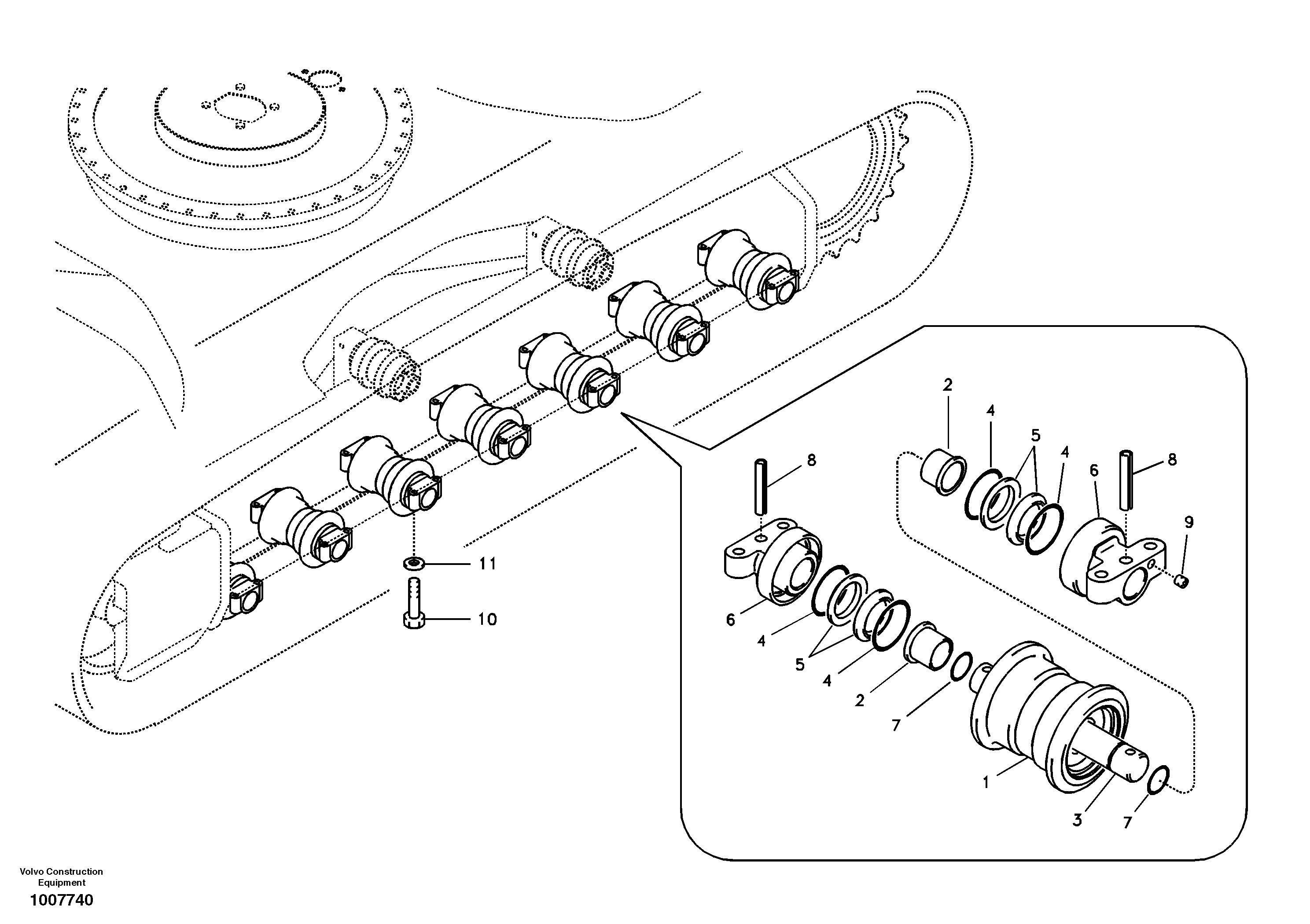 Схема запчастей Volvo EC180B - 13397 Bottom roller EC180B