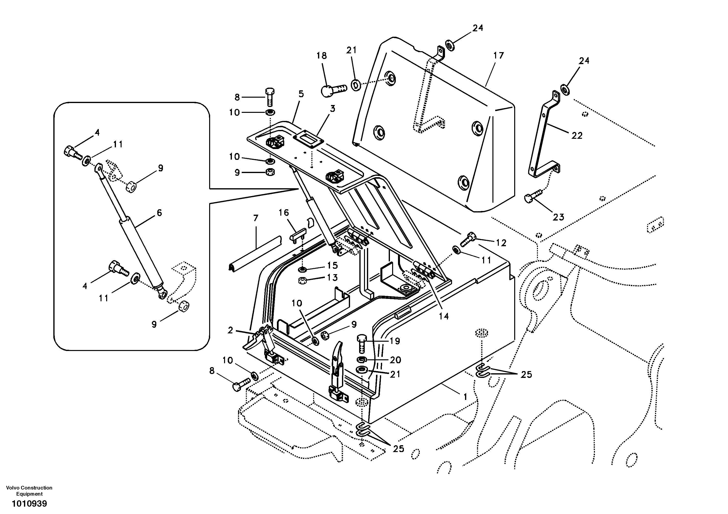 Схема запчастей Volvo EC180B - 8402 Tool box, cowl EC180B