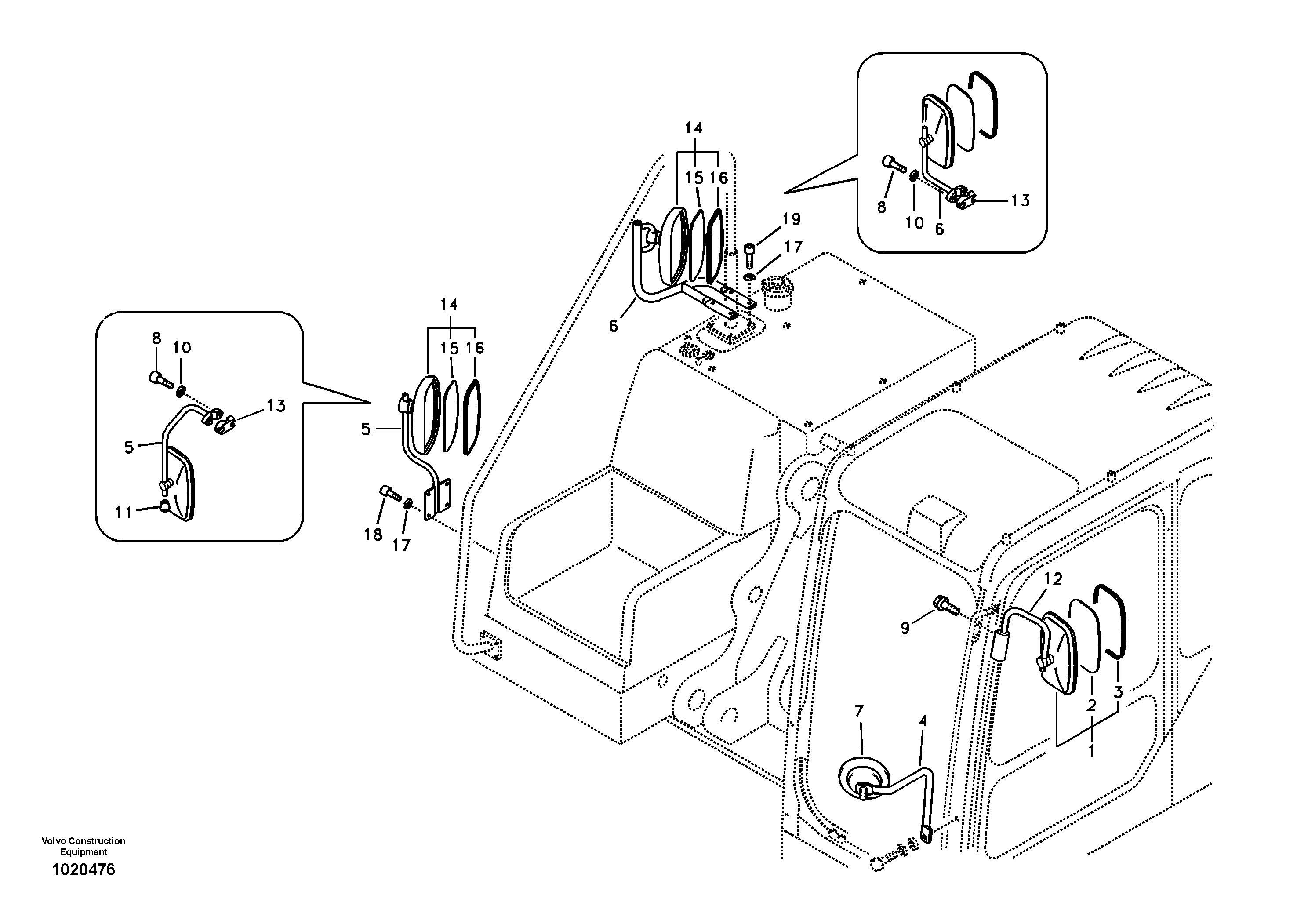 Схема запчастей Volvo EC180B - 80288 Rear view mirror EC180B