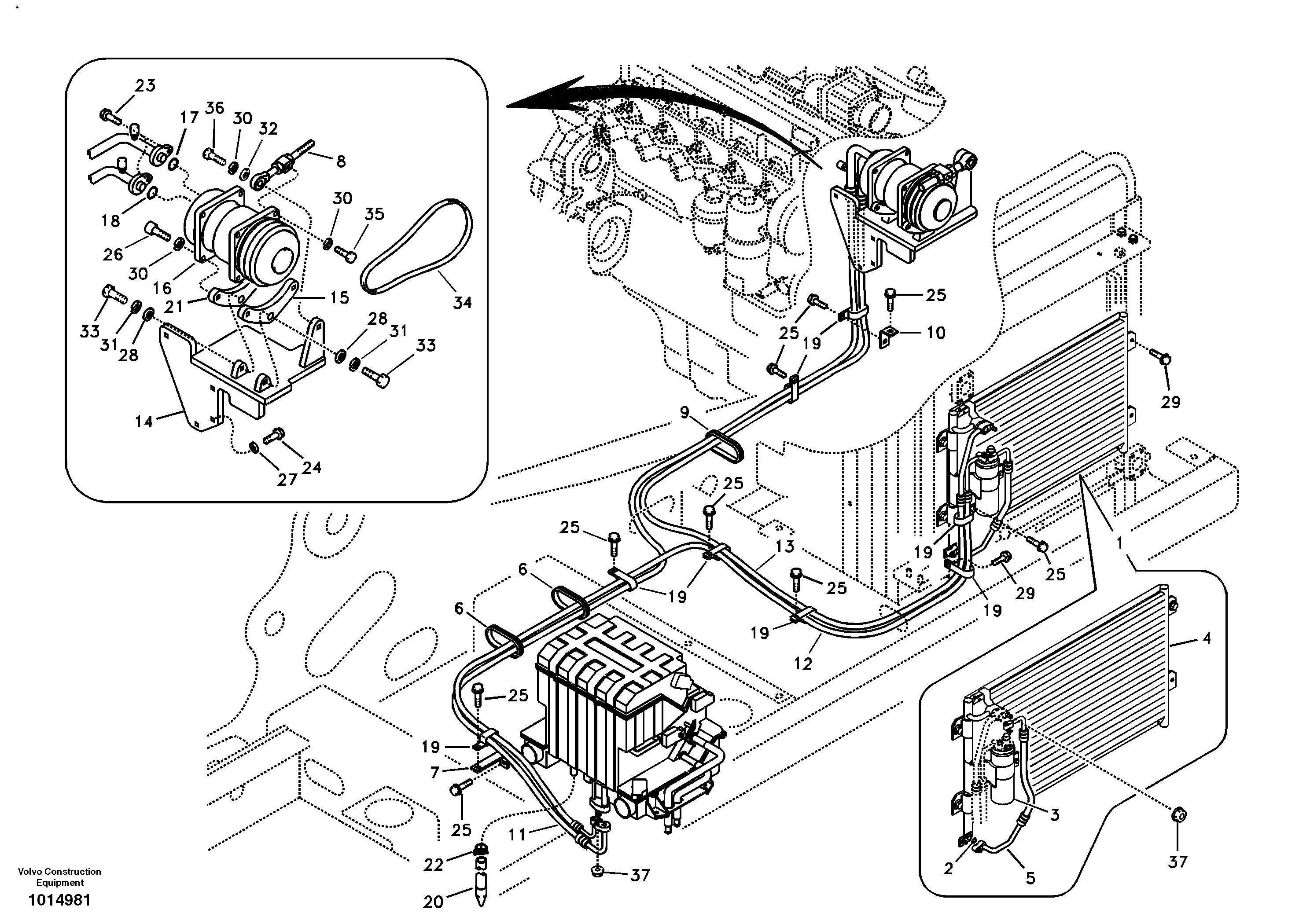 Схема запчастей Volvo EC180B - 103482 Air conditioning unit line EC180B