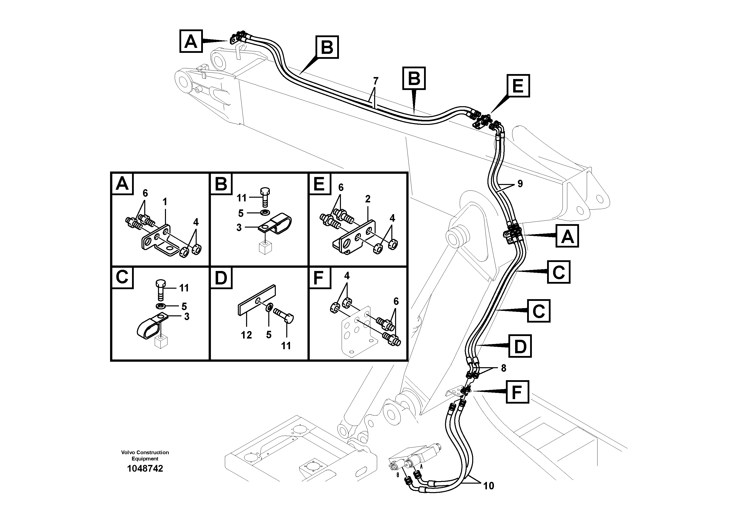 Схема запчастей Volvo EC180B - 50415 Working hydraulic, slope and rotator on adjustable boom EC180B PRIME S/N 12001-