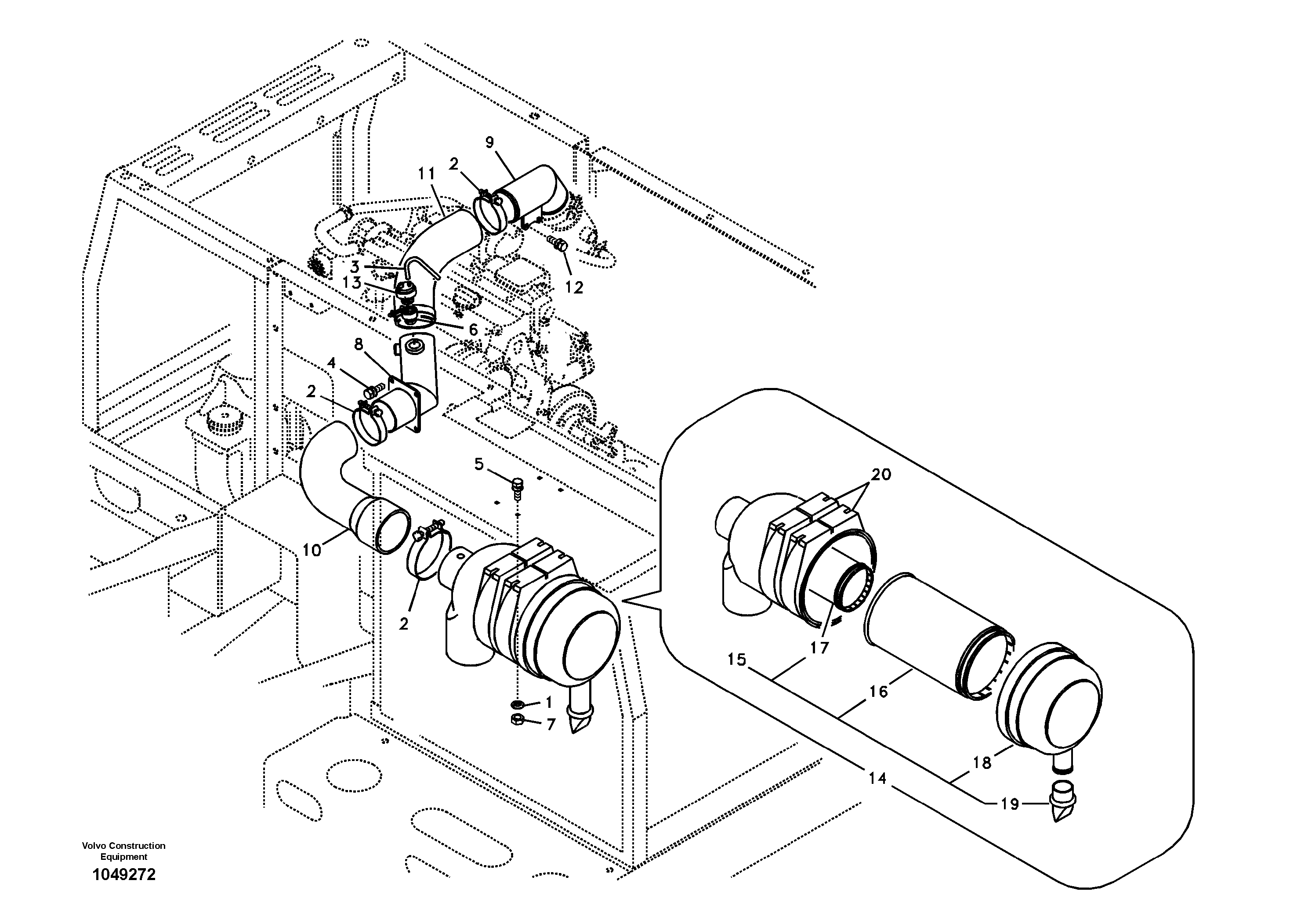 Схема запчастей Volvo EC180B - 49072 Система впуска EC180B PRIME S/N 12001-