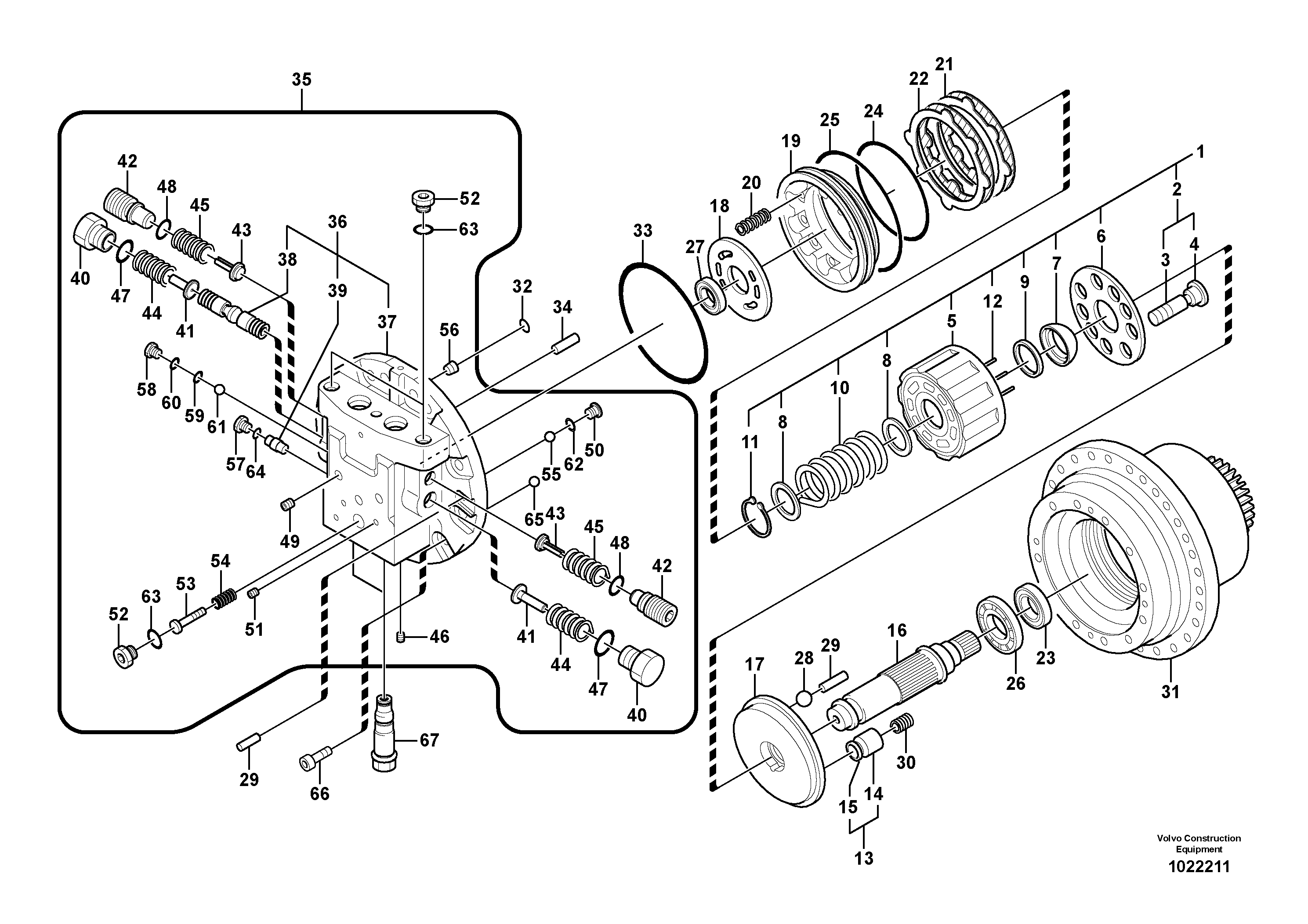 Схема запчастей Volvo EC180B - 104297 Гидромотор хода EC180B PRIME S/N 12001-