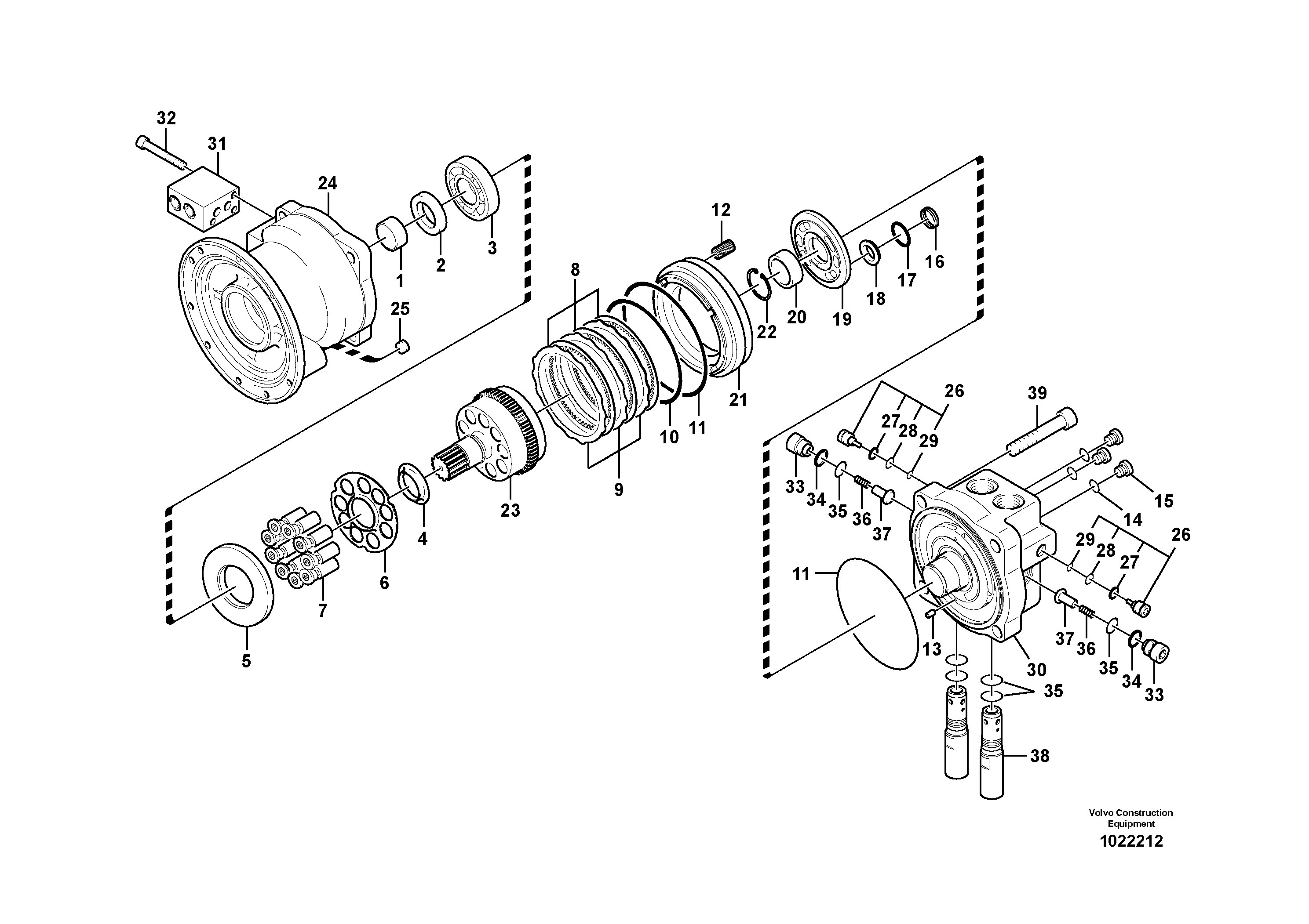 Схема запчастей Volvo EC180B - 95765 Поворотный редуктор (Гидромотор поворота платформы) EC180B PRIME S/N 12001-