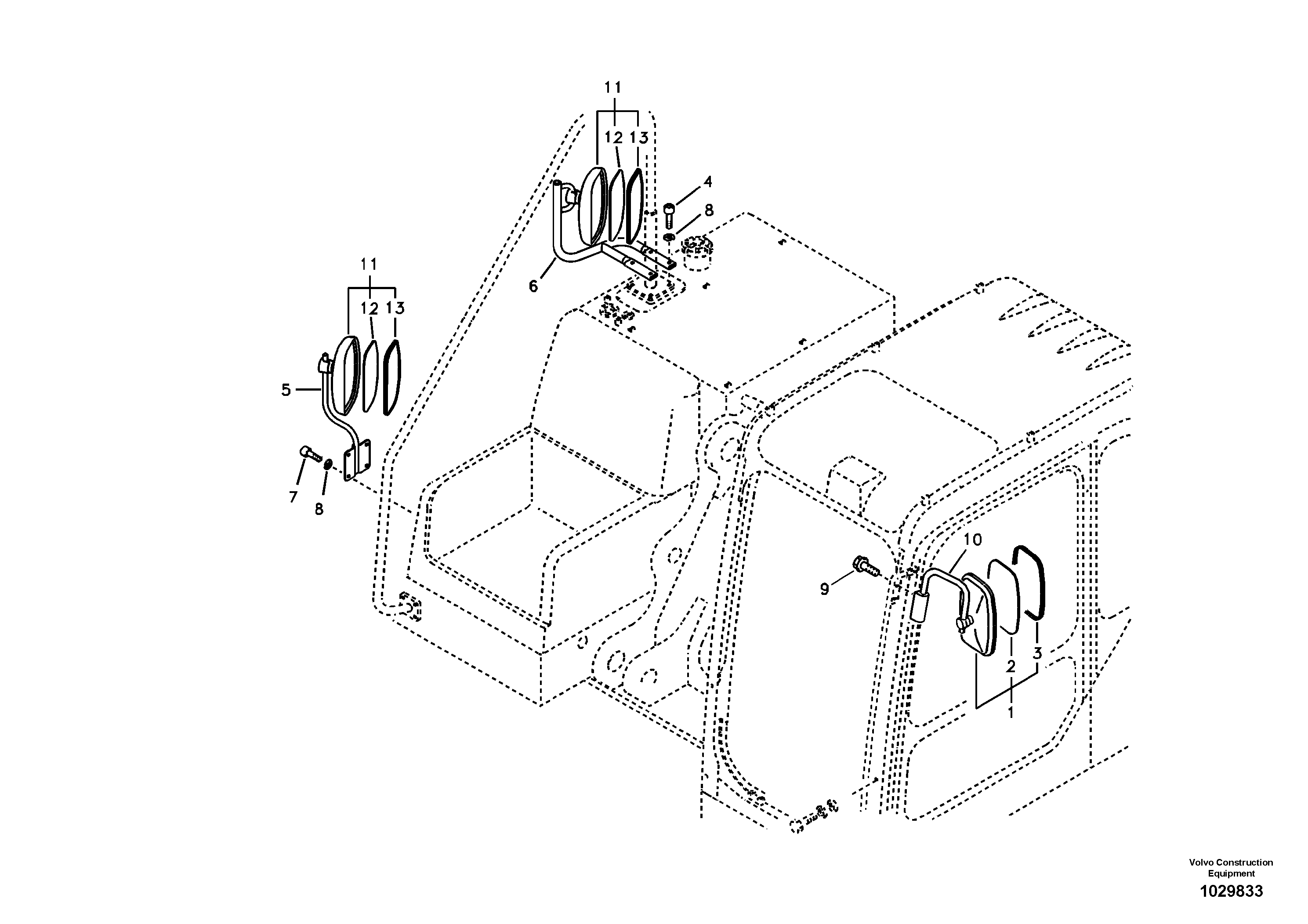 Схема запчастей Volvo EC180B - 76833 Rear view mirror EC180B PRIME S/N 12001-