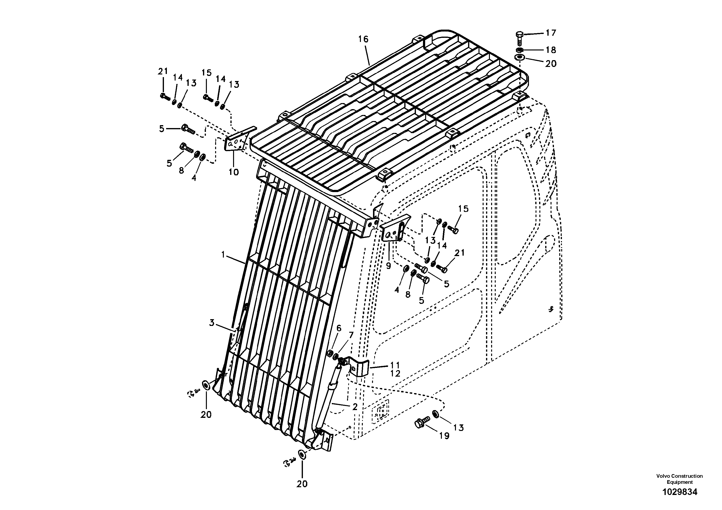 Схема запчастей Volvo EC180B - 52085 Falling object guards EC180B PRIME S/N 12001-