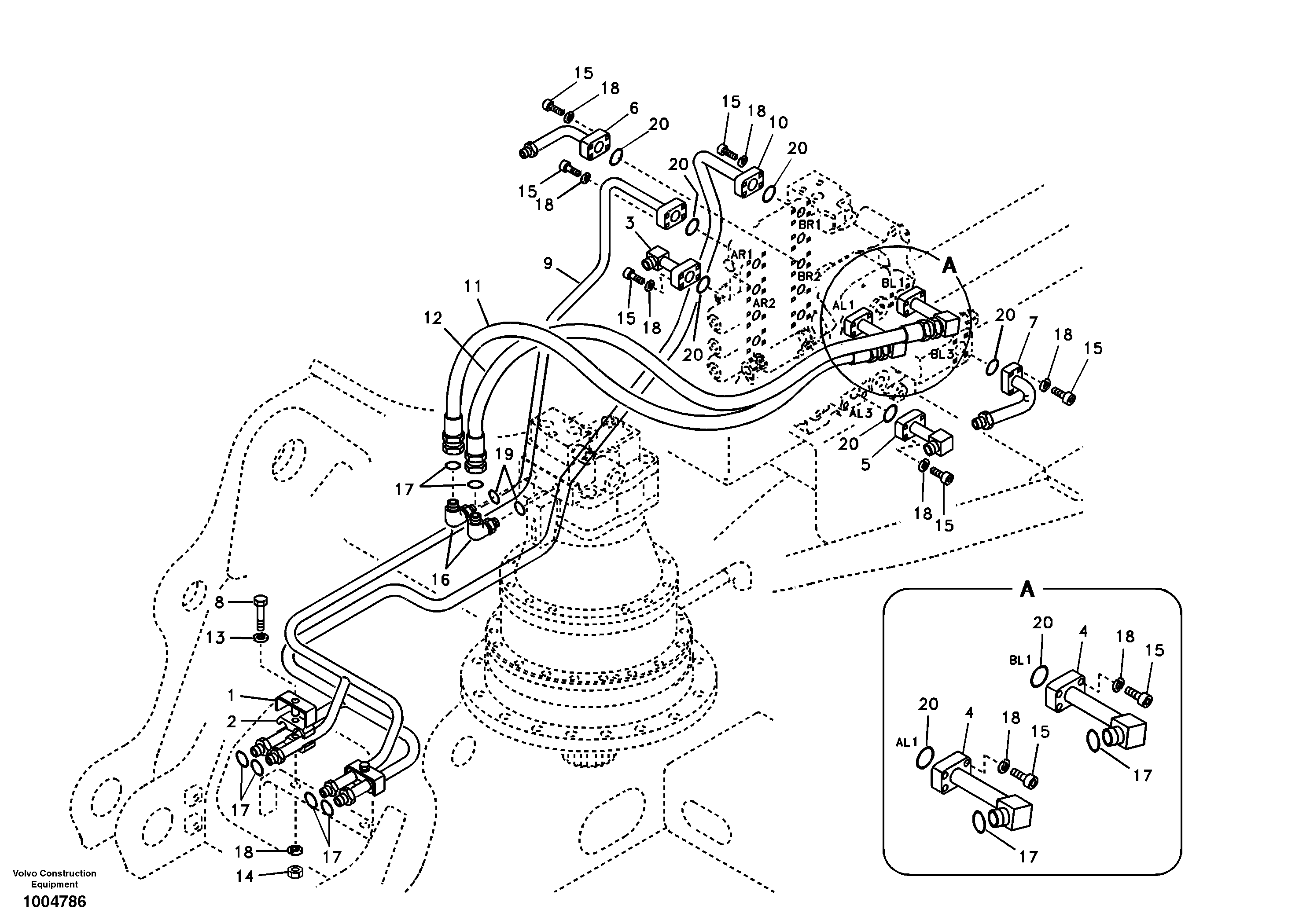 Схема запчастей Volvo EC180B - 51760 Hydraulic system, control valve to boom and swing EC180B PRIME S/N 12001-