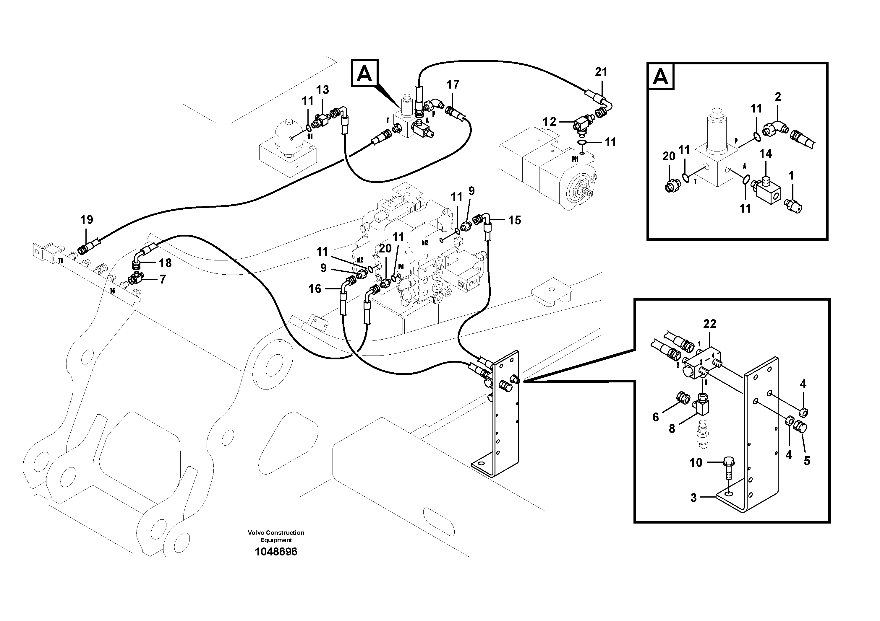 Схема запчастей Volvo EC180B - 50579 Working hydraulic, hammer and shear for 1st pump flow EC180B PRIME S/N 12001-