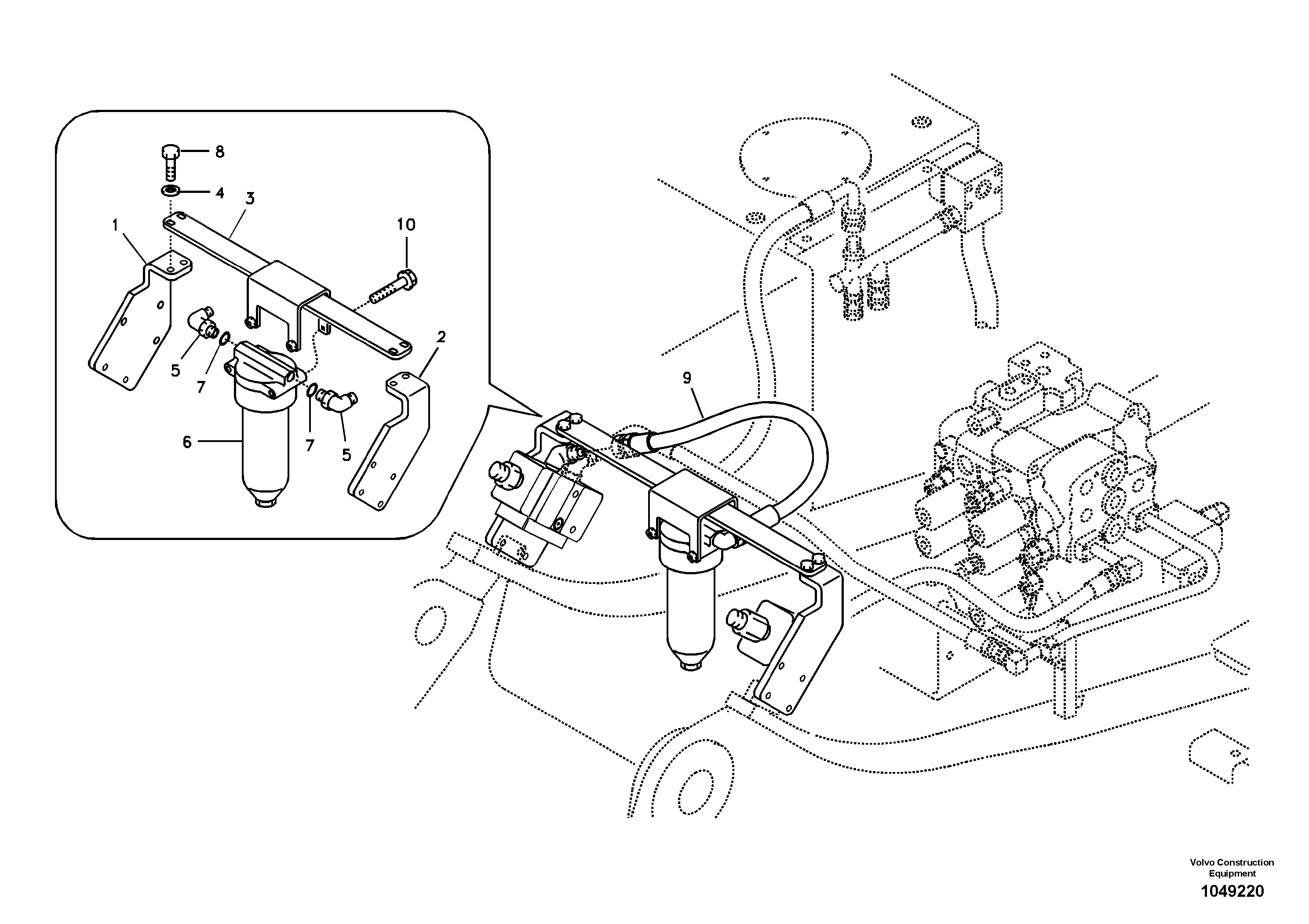 Схема запчастей Volvo EC180B - 55206 Working hydraulic, hammer and shear for return filter EC180B PRIME S/N 12001-
