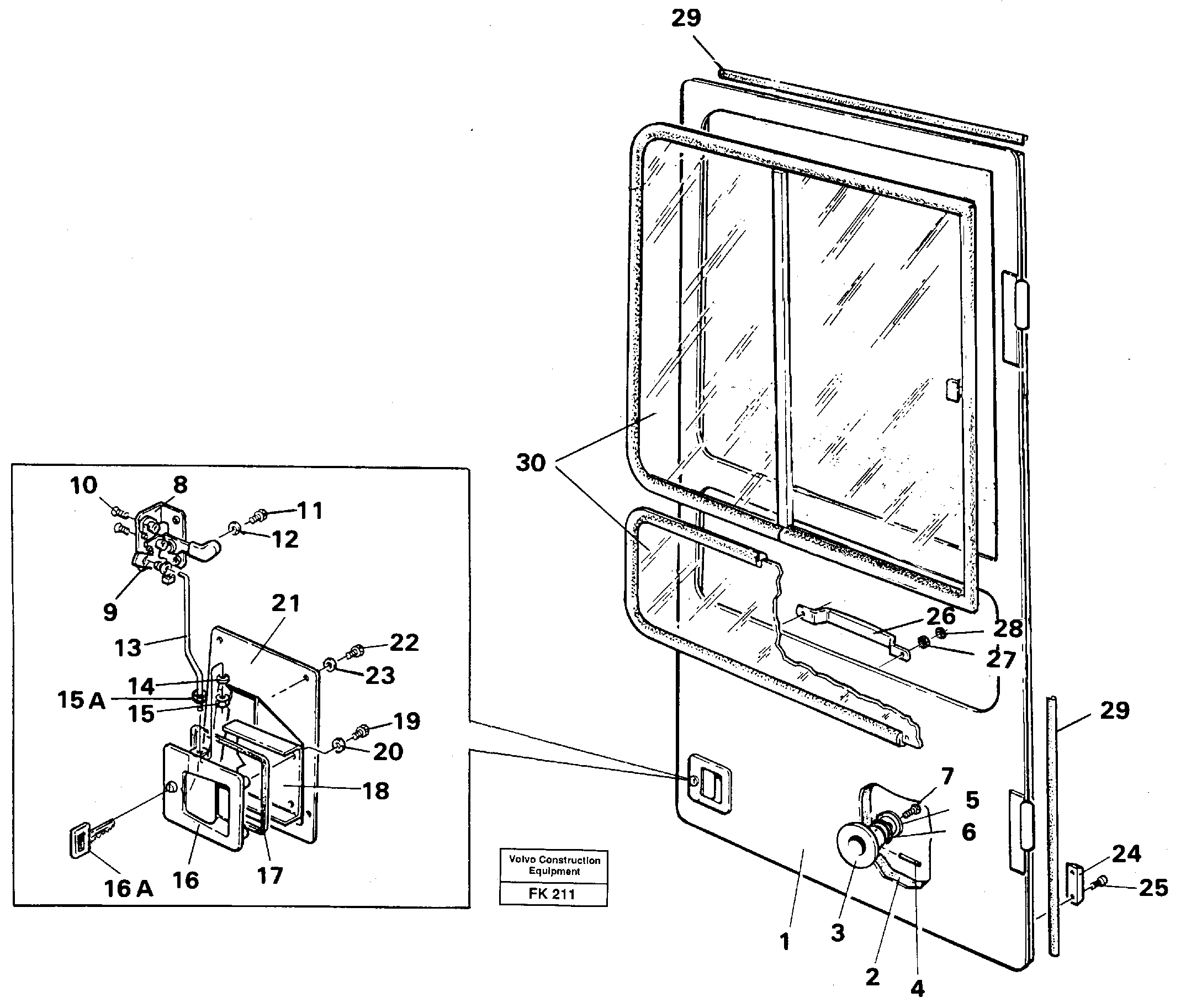 Схема запчастей Volvo EW200 - 42500 Door, operators cab EW200 ?KERMAN ?KERMAN EW200