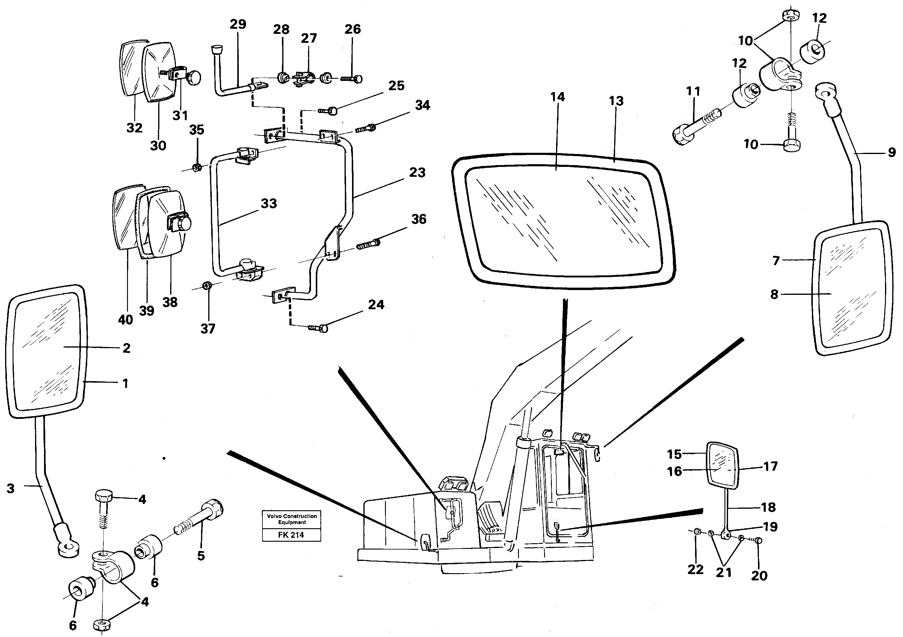 Схема запчастей Volvo EW200 - 42520 Rear view mirror EW200 ?KERMAN ?KERMAN EW200