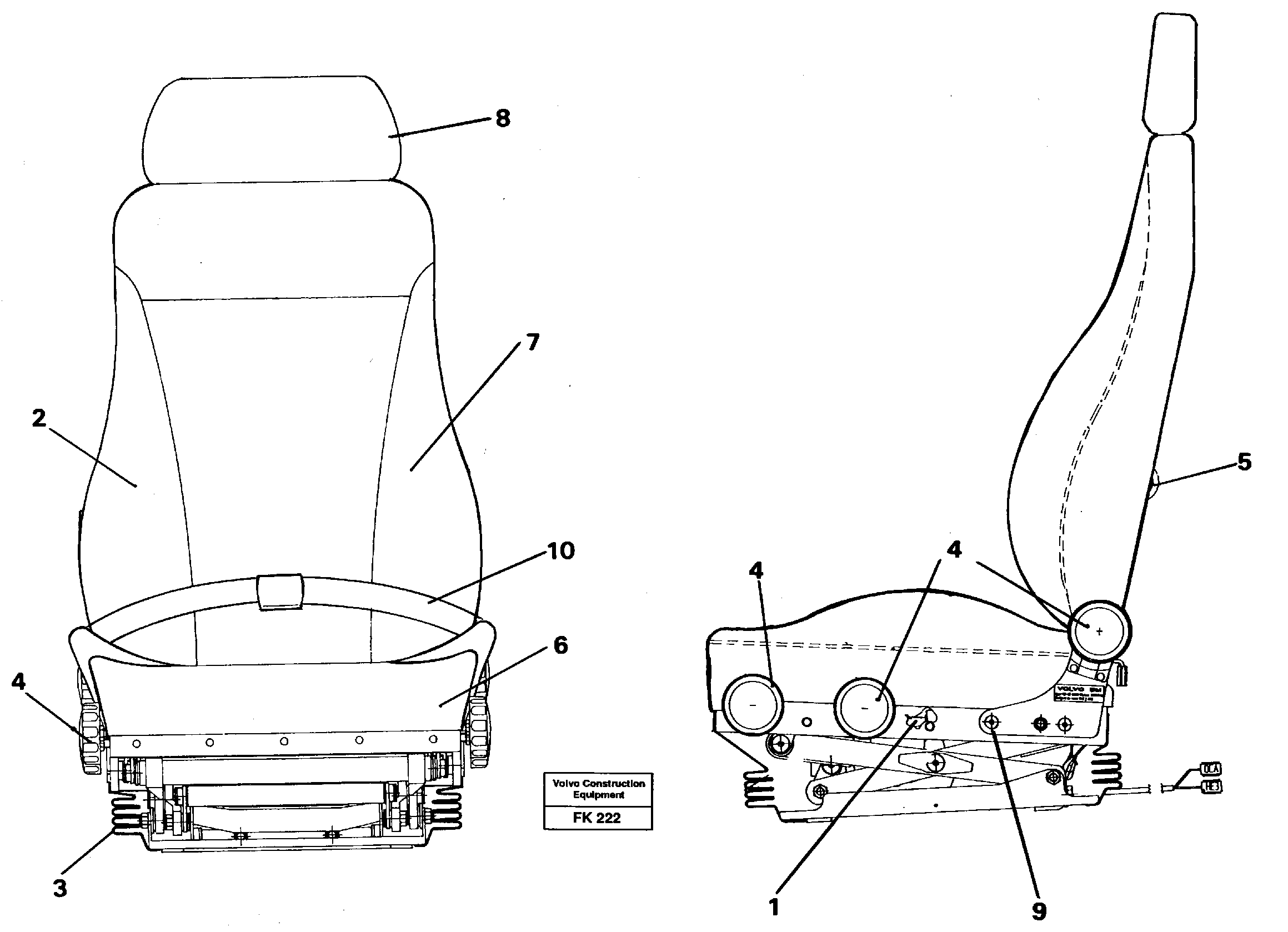 Схема запчастей Volvo EW200 - 12815 Operators seat Be-ge EW200 ?KERMAN ?KERMAN EW200
