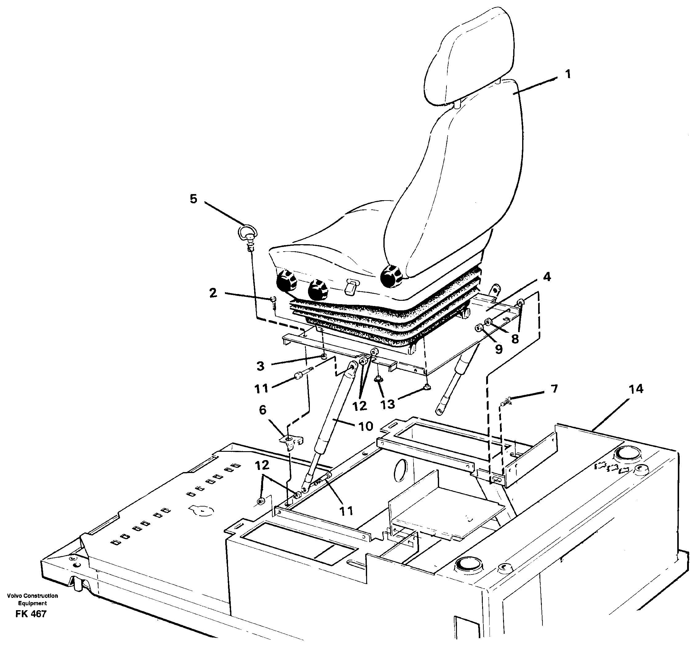 Схема запчастей Volvo EW200 - 42524 Operator seat with fitting parts EW200 ?KERMAN ?KERMAN EW200