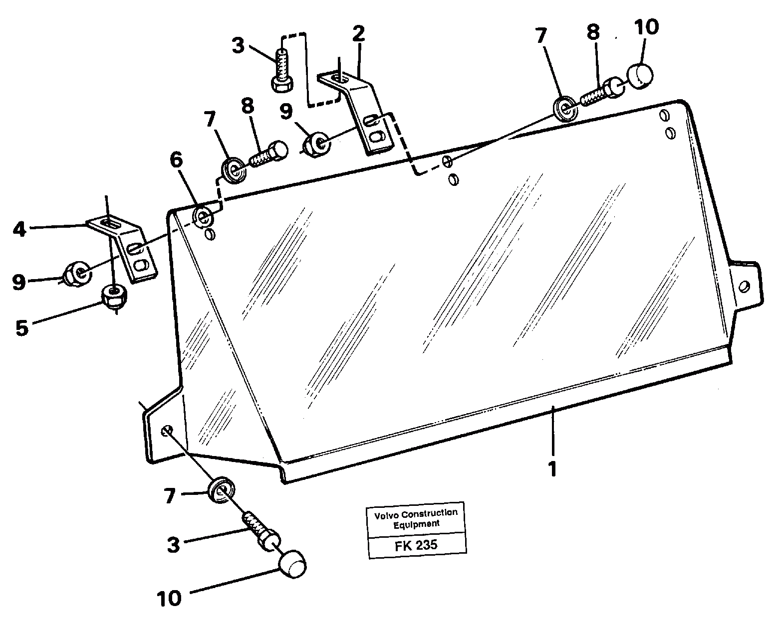 Схема запчастей Volvo EW200 - 42538 Sun visor Outer EW200 ?KERMAN ?KERMAN EW200