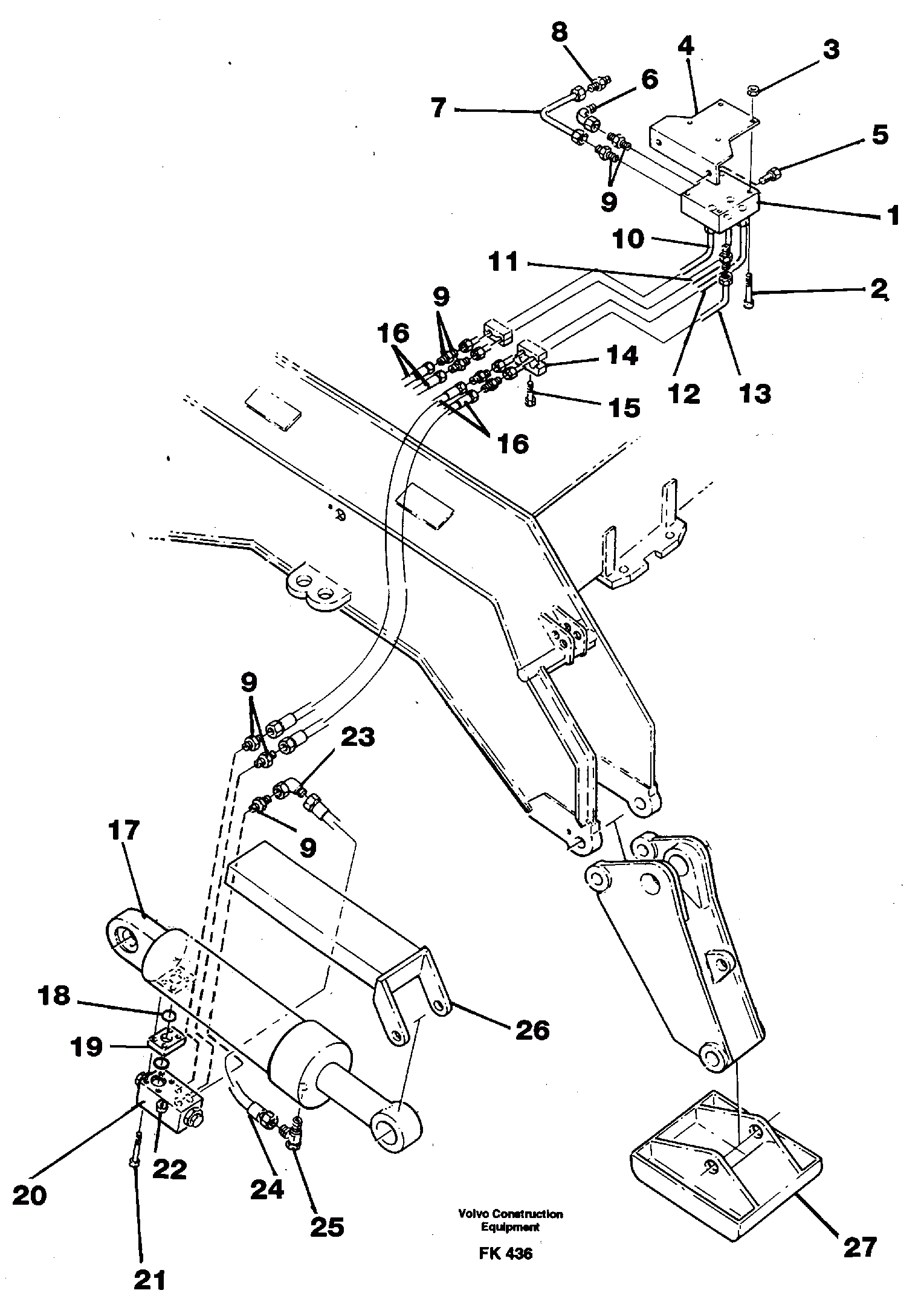 Схема запчастей Volvo EW200 - 50847 Hydraulic system, outriggers with articu- lated plates EW200 ?KERMAN ?KERMAN EW200