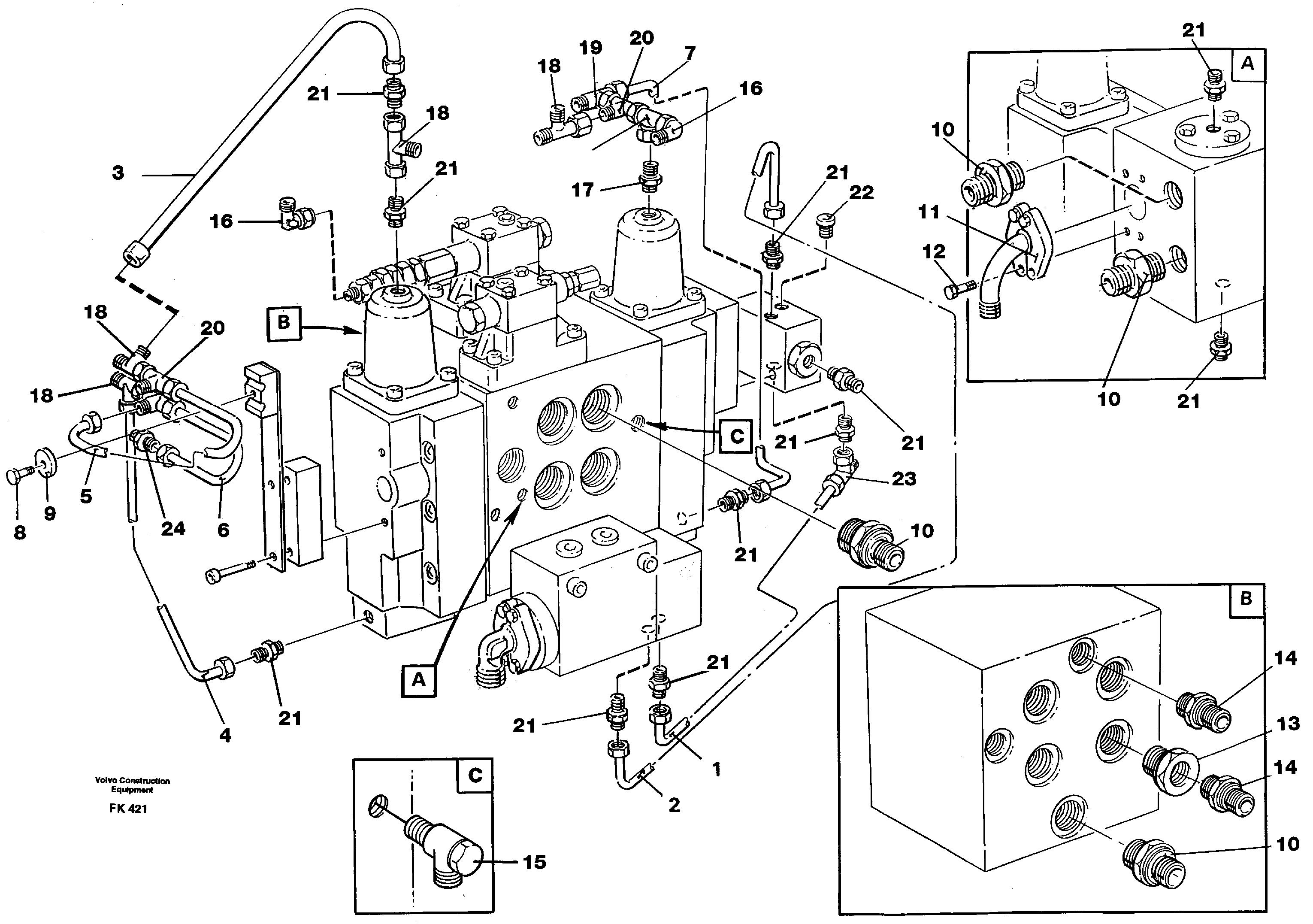 Схема запчастей Volvo EW200 - 42313 Slew valve assembly Nippels EW200 ?KERMAN ?KERMAN EW200