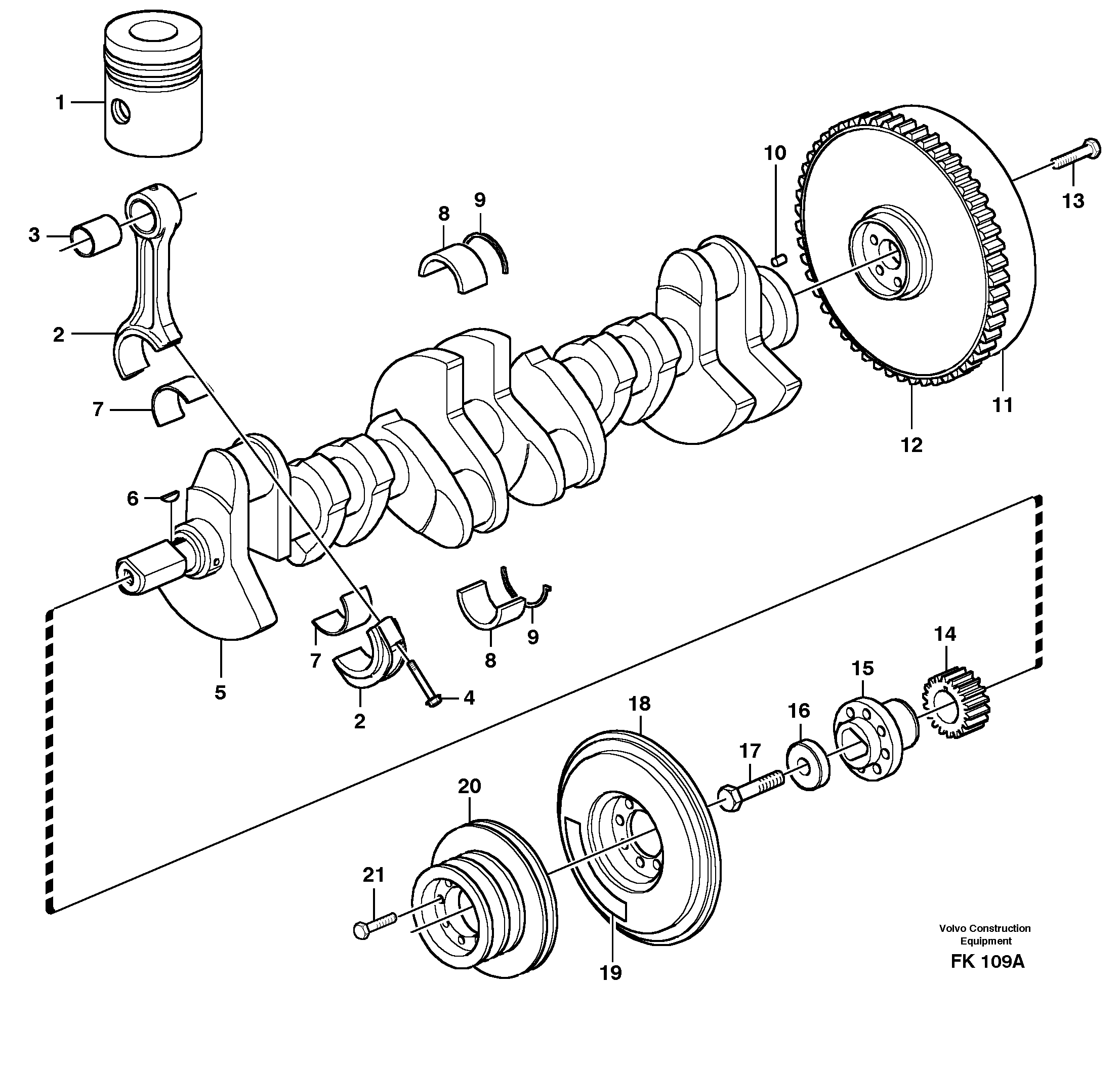 Схема запчастей Volvo EW200 - 26773 Crankshaft and related parts EW200 ?KERMAN ?KERMAN EW200