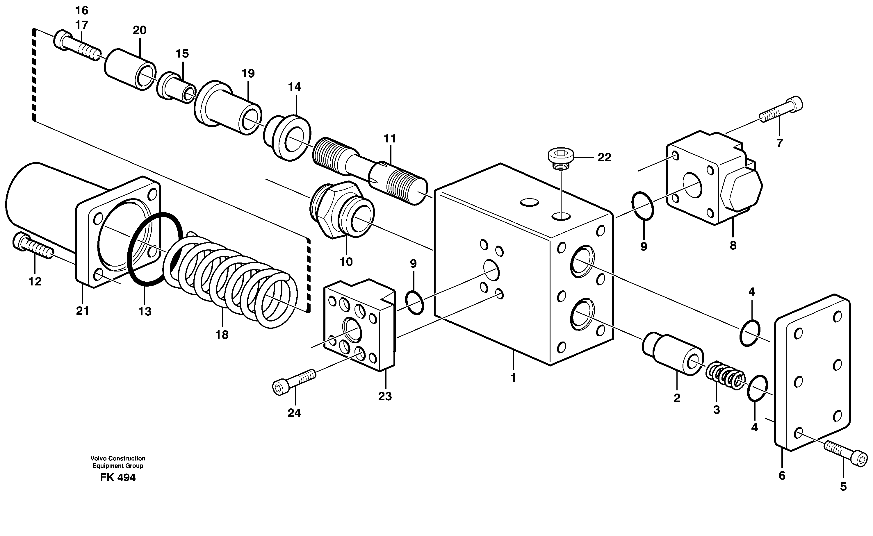 Схема запчастей Volvo EW200 - 97908 Hose rupture valve, dipper arm EW200 ?KERMAN ?KERMAN EW200