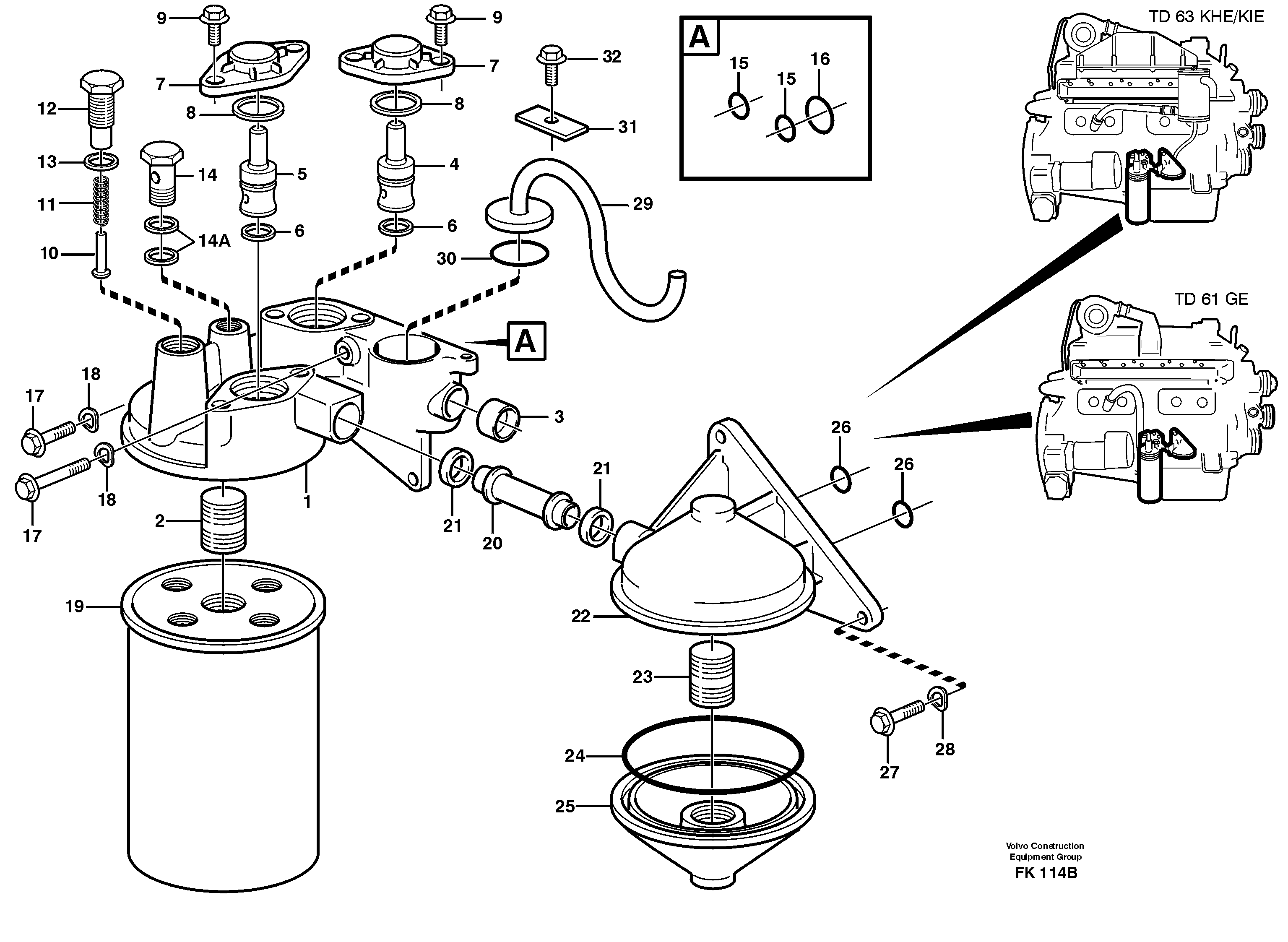 Схема запчастей Volvo EW200 - 61836 Фильтр масляный EW200 ?KERMAN ?KERMAN EW200