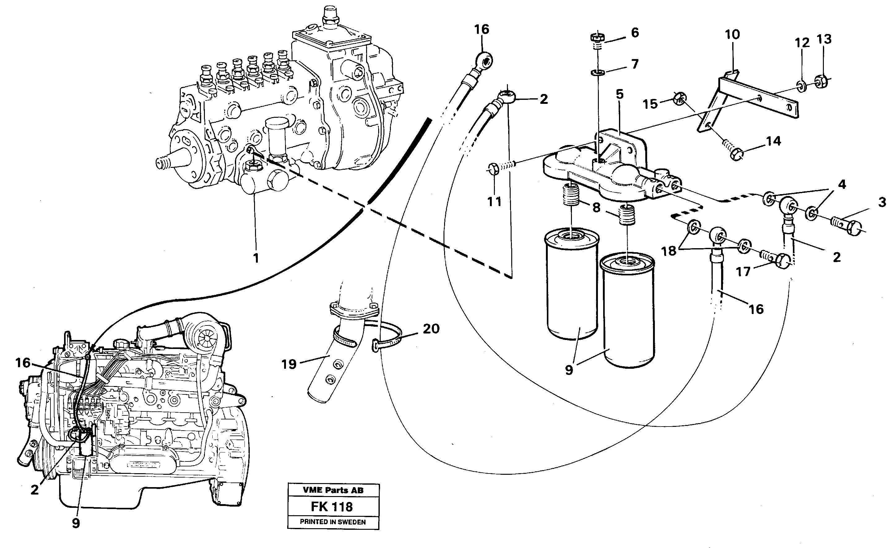 Схема запчастей Volvo EW200 - 10512 Extra fuel filter EW200 ?KERMAN ?KERMAN EW200