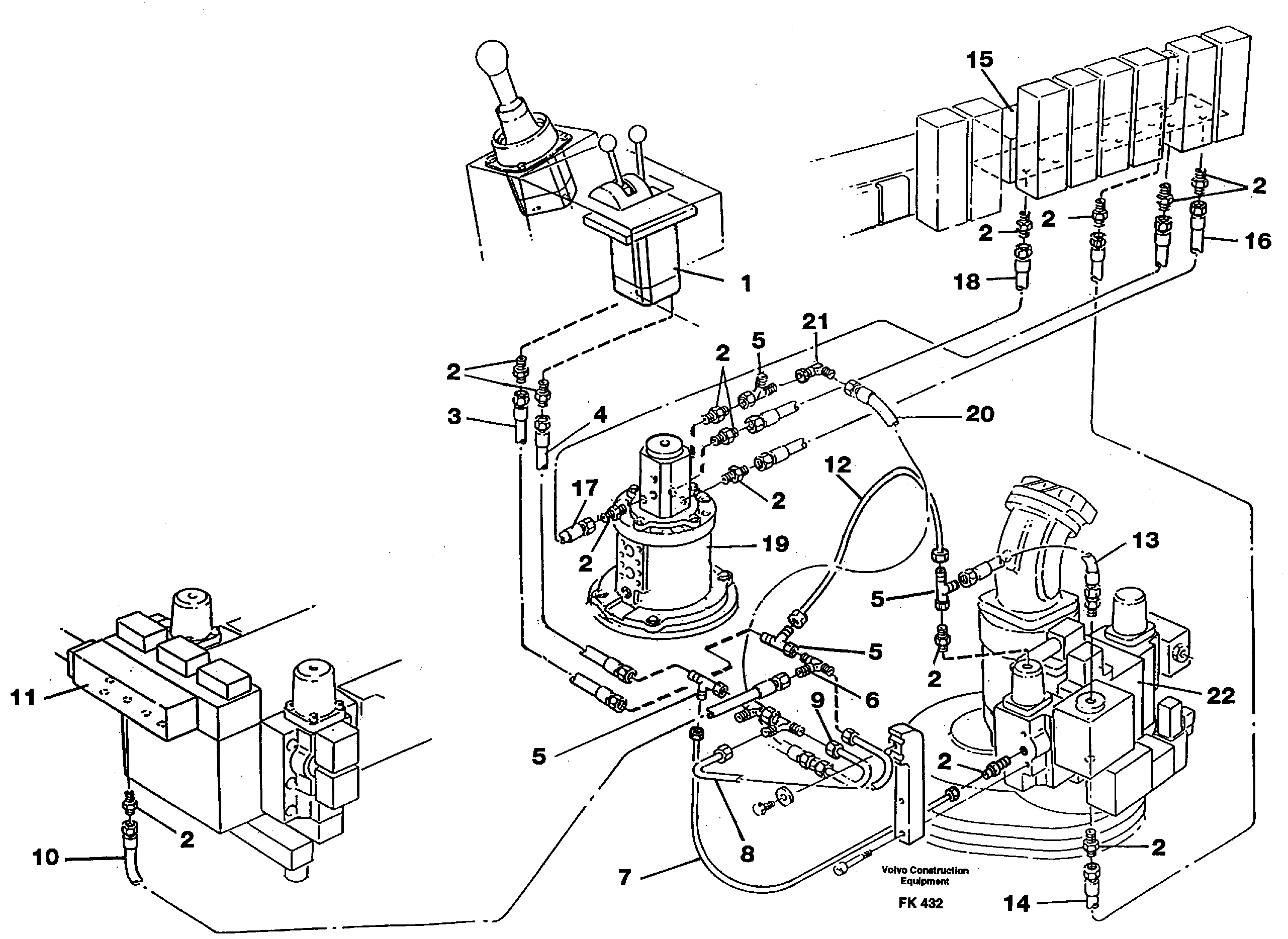 Схема запчастей Volvo EW200 - 43687 Servo hydraulics, incl. dozer/outriggers and fuelmiser EW200 ?KERMAN ?KERMAN EW200