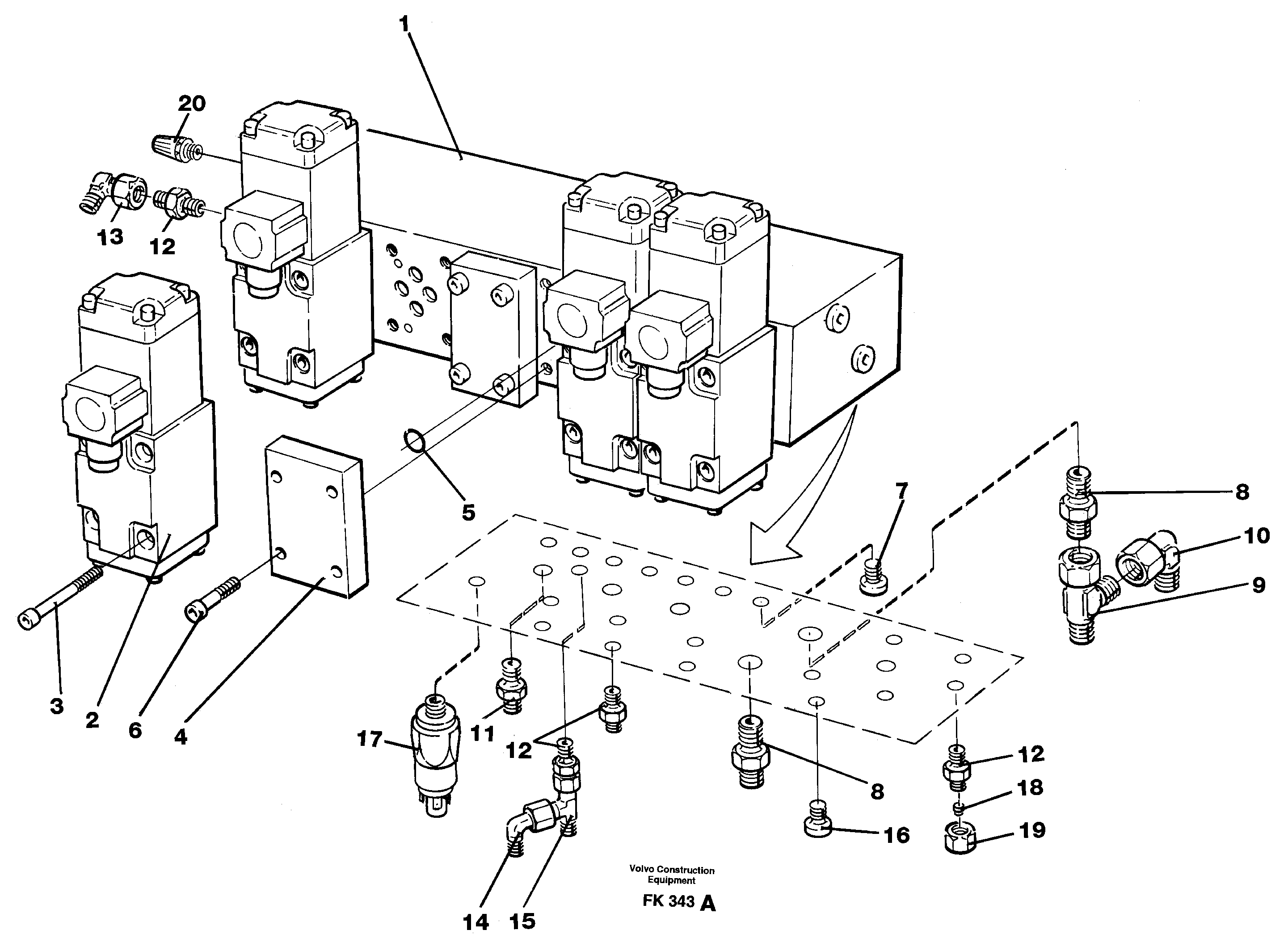Схема запчастей Volvo EW200 - 43688 Stop control block EW200 ?KERMAN ?KERMAN EW200