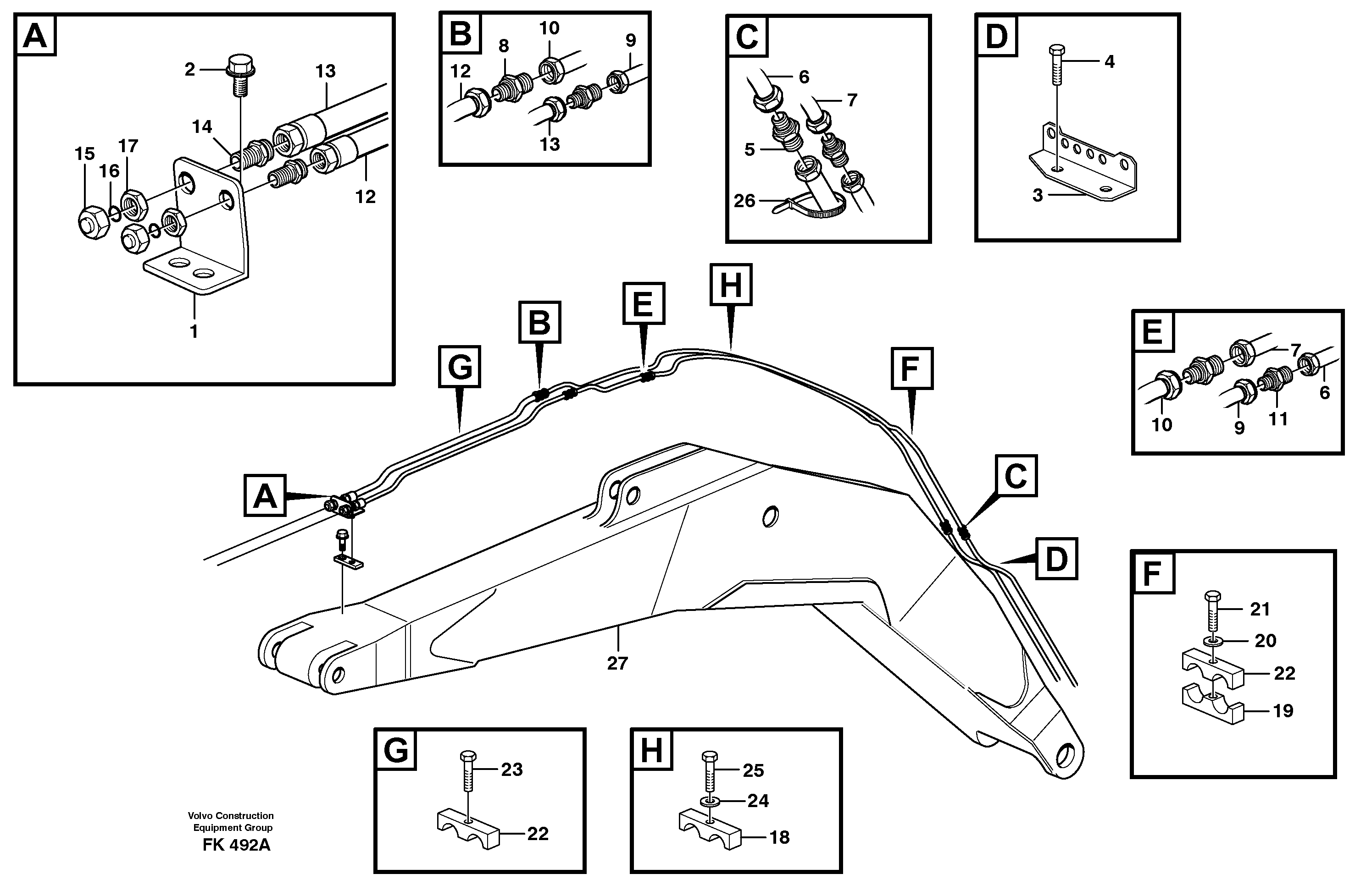 Схема запчастей Volvo EW200 - 104060 Grab equipm on boom 4.65 m/5,20 m,switch valve EW200 ?KERMAN ?KERMAN EW200