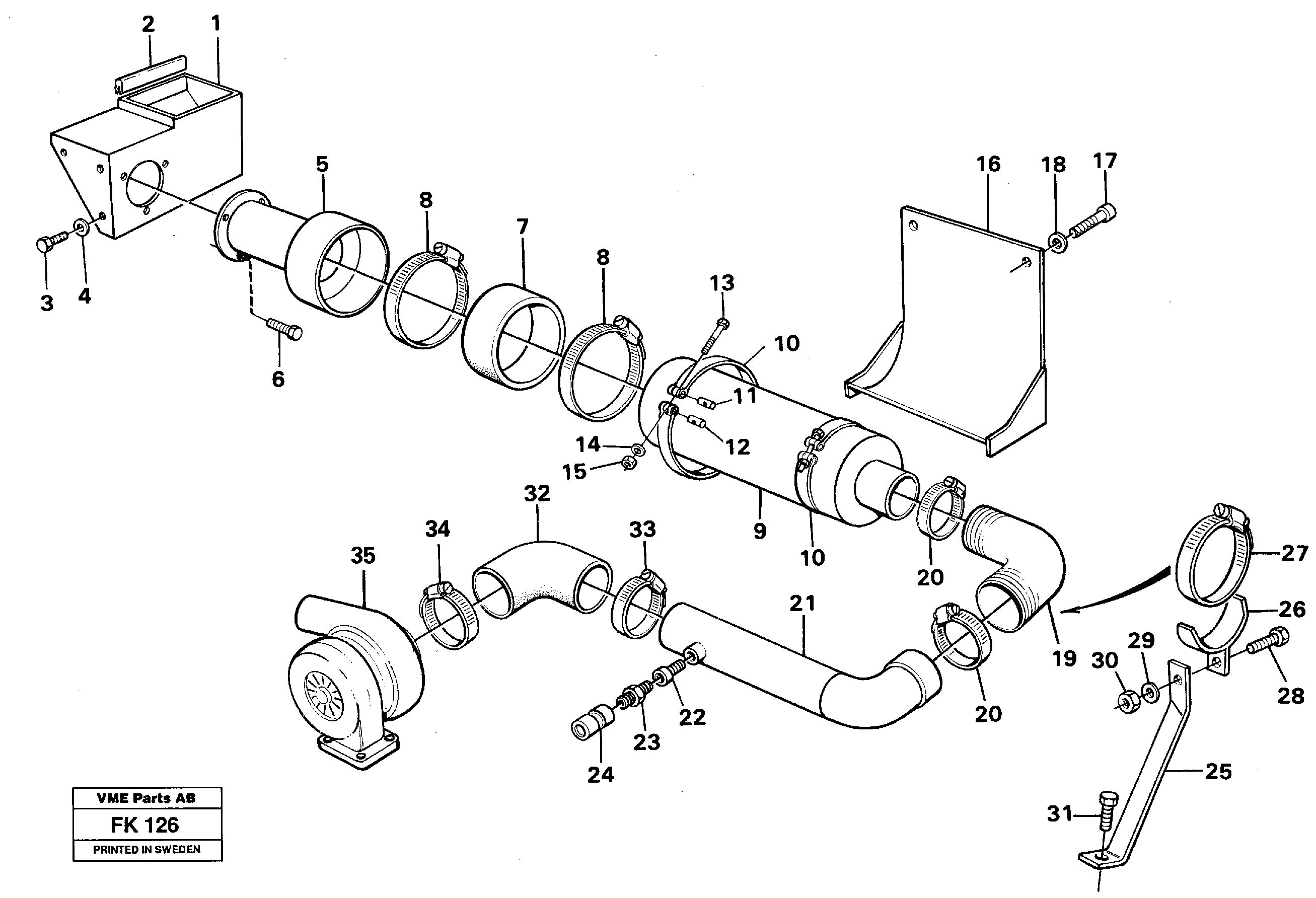 Схема запчастей Volvo EW200 - 43597 Система впуска EW200 ?KERMAN ?KERMAN EW200