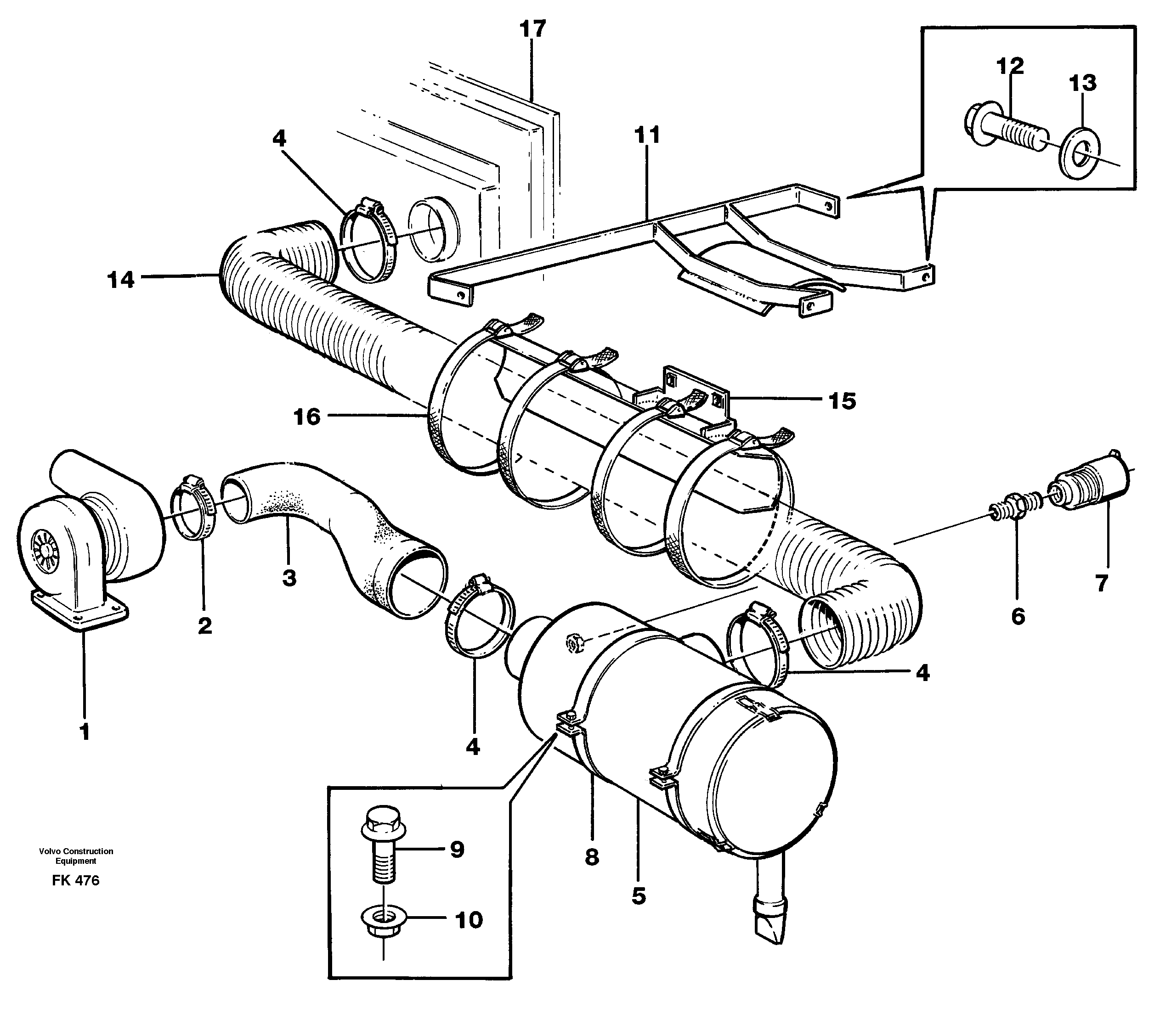 Схема запчастей Volvo EW200 - 82765 Система впуска EW200 ?KERMAN ?KERMAN EW200