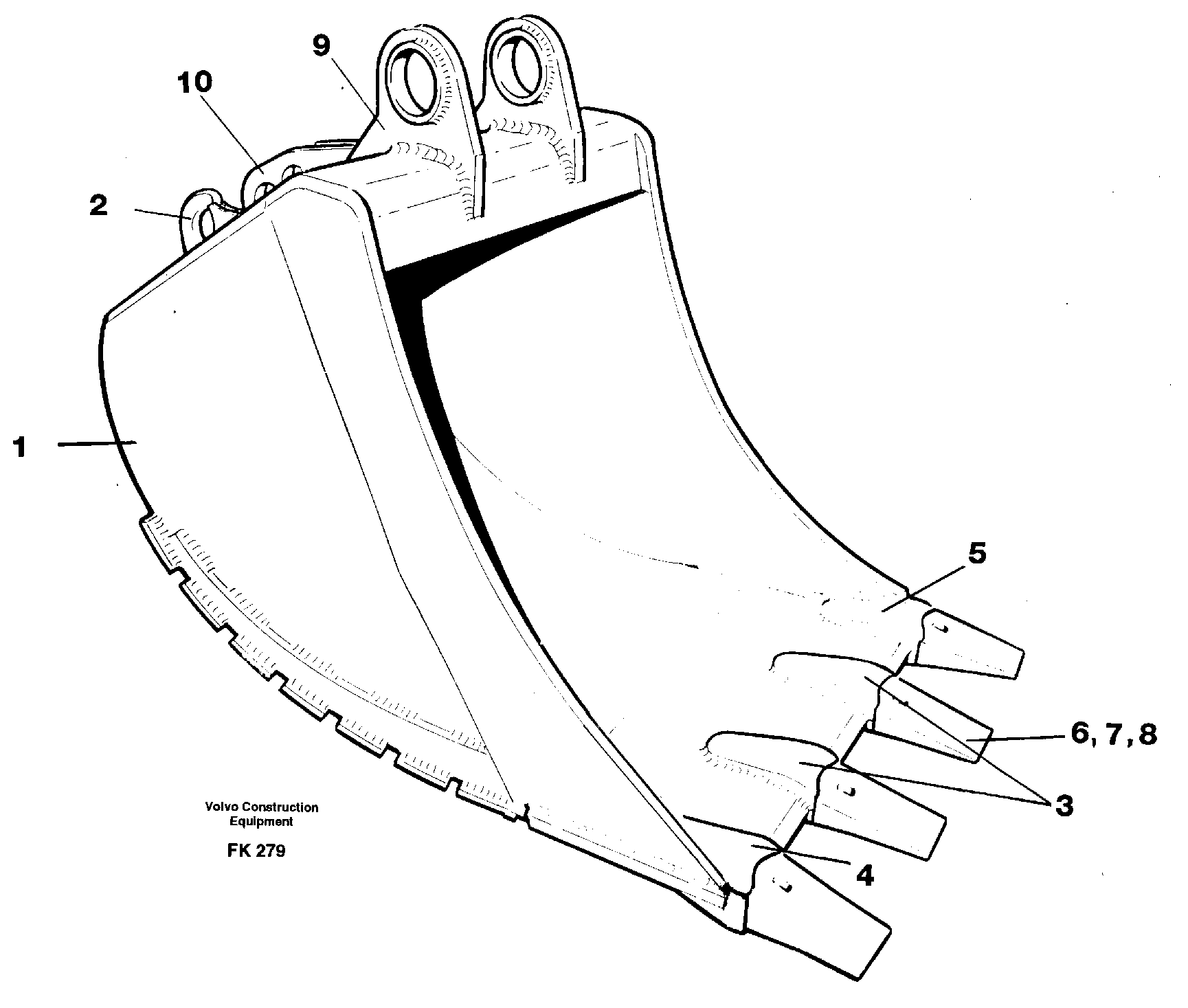 Схема запчастей Volvo EW200 - 51909 Buckets, direct fitting with plate cutting edges EW200 ?KERMAN ?KERMAN EW200