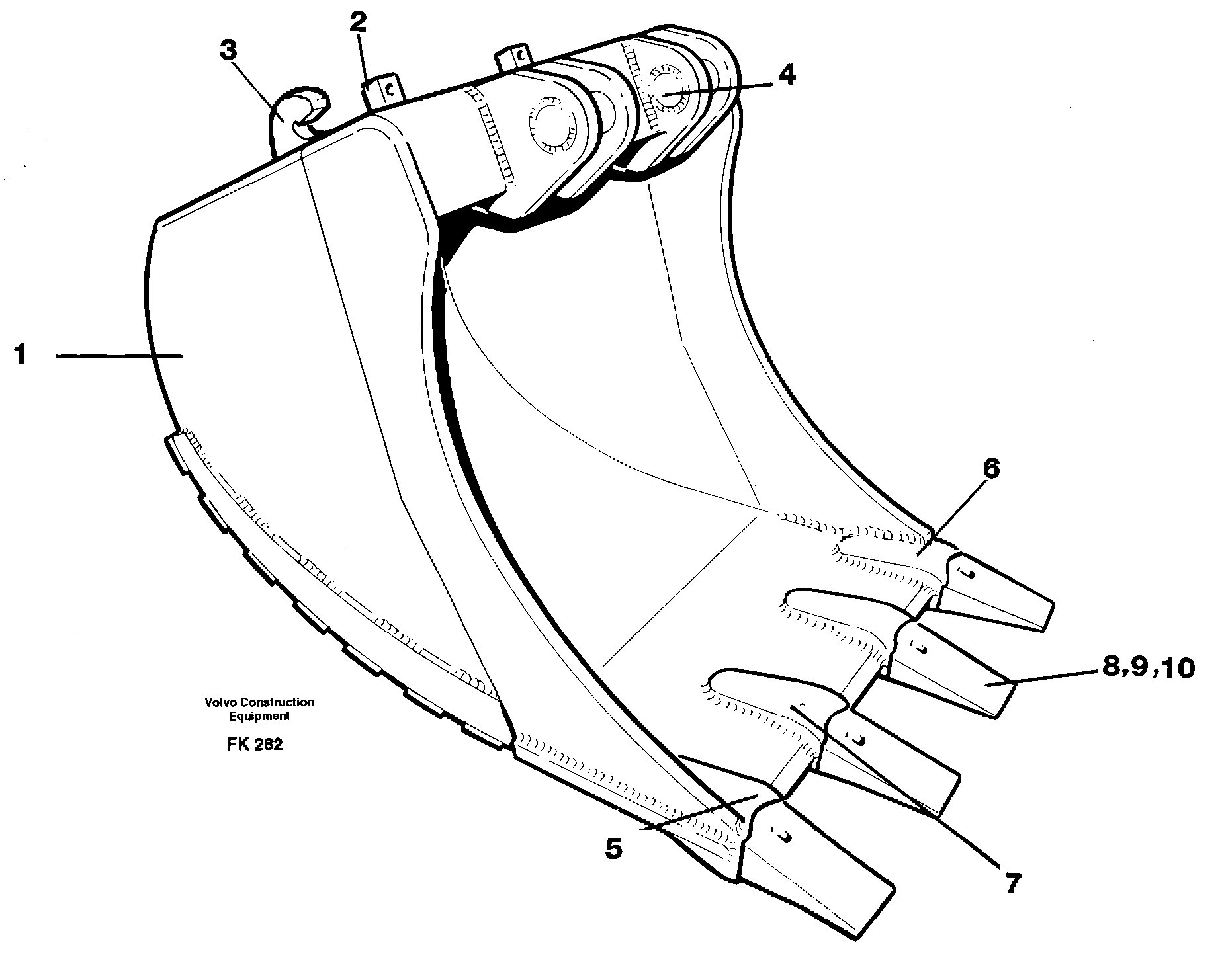 Схема запчастей Volvo EW200 - 51913 Buckets for Quickfit withplate cutting edges EW200 ?KERMAN ?KERMAN EW200
