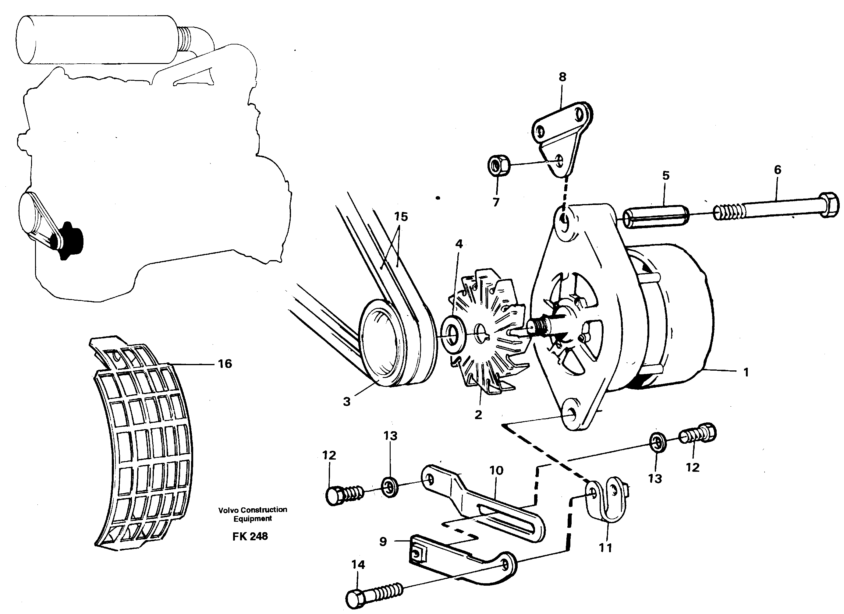 Схема запчастей Volvo EW200 - 44276 Alternator, assembly EW200 ?KERMAN ?KERMAN EW200
