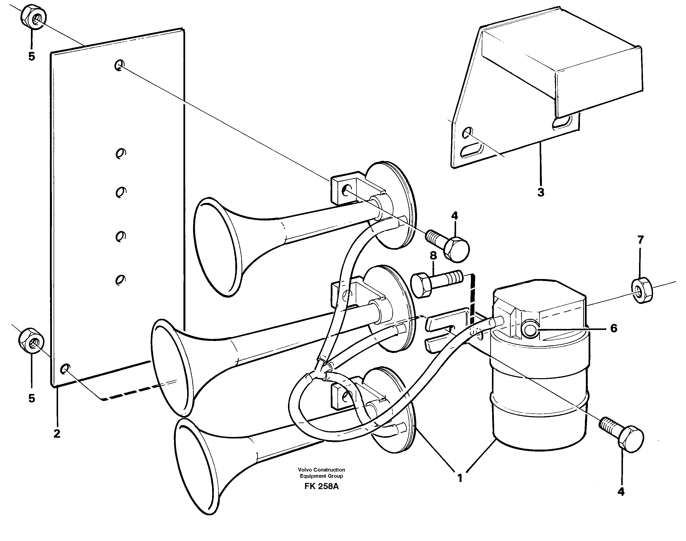 Схема запчастей Volvo EW200 - 52803 Compressor horn EW200 ?KERMAN ?KERMAN EW200