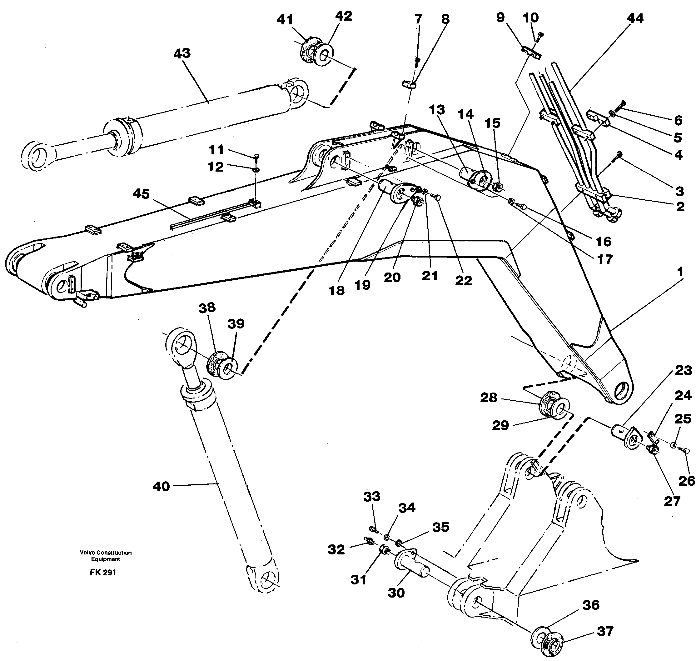 Схема запчастей Volvo EW200 - 44704 Backhoe boom 4,65m EW200 ?KERMAN ?KERMAN EW200