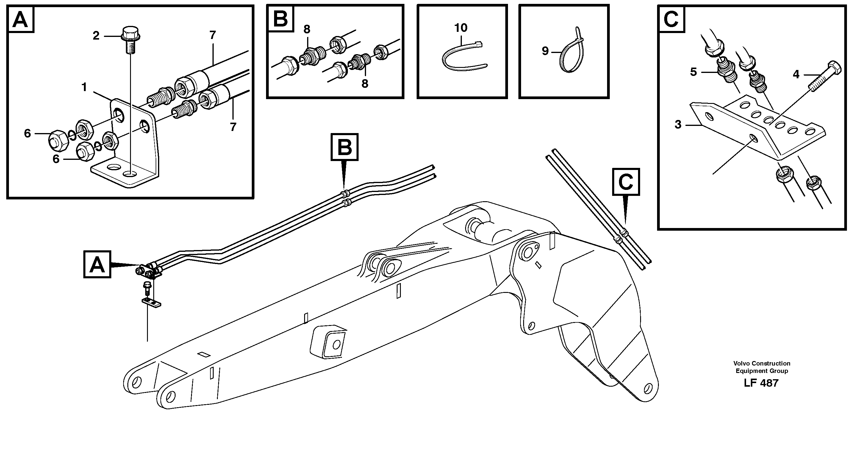 Схема запчастей Volvo EW200 - 37199 Grab equipm./adj. boom incl. switch valve 5.1 m EW200 SER NO 3175-