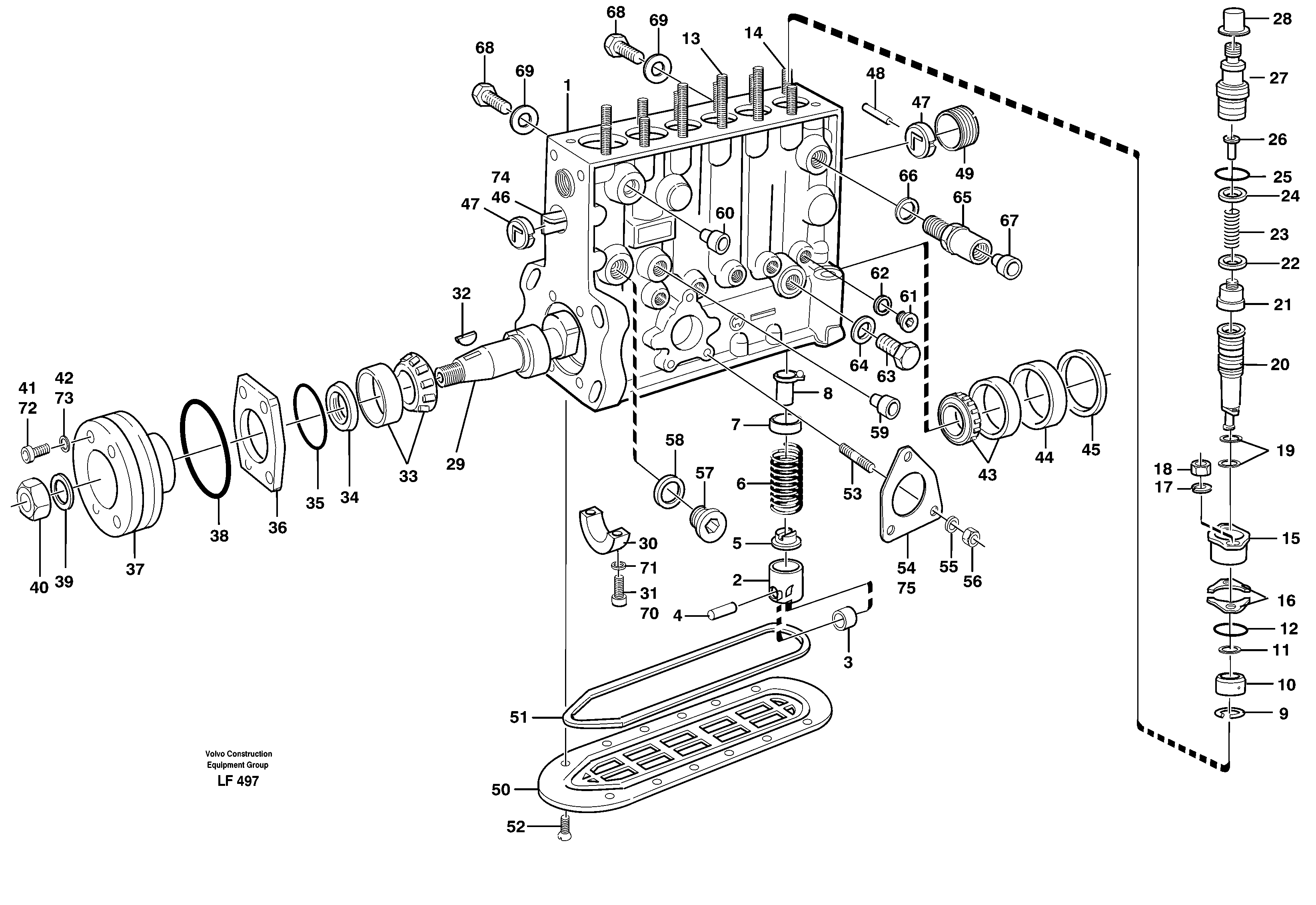 Схема запчастей Volvo EW200 - 90961 Injection pump with drive EW200 SER NO 3175-