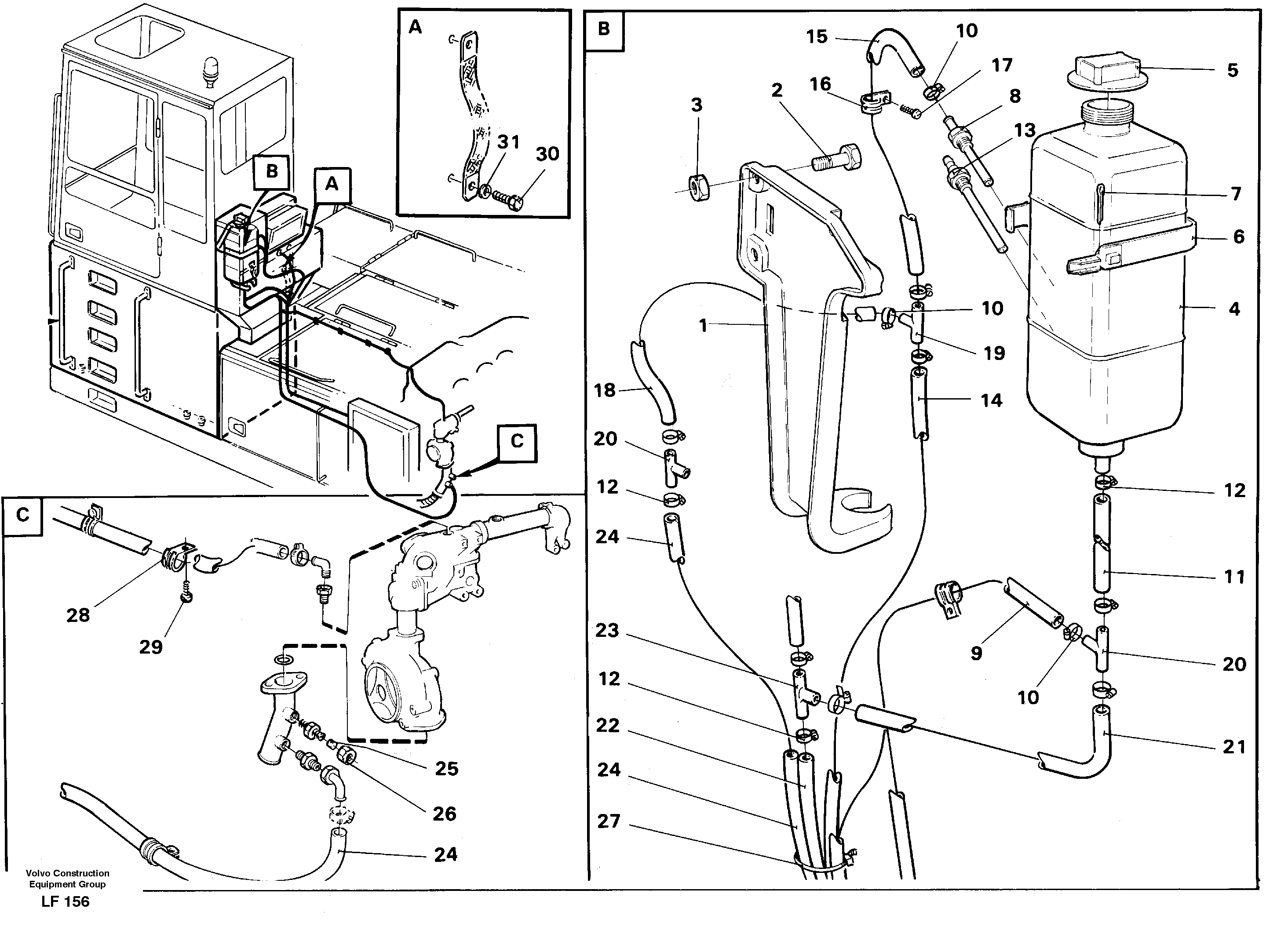 Схема запчастей Volvo EW200 - 85830 Expansion tank, cab elevation 1220 mm EW200 SER NO 3175-